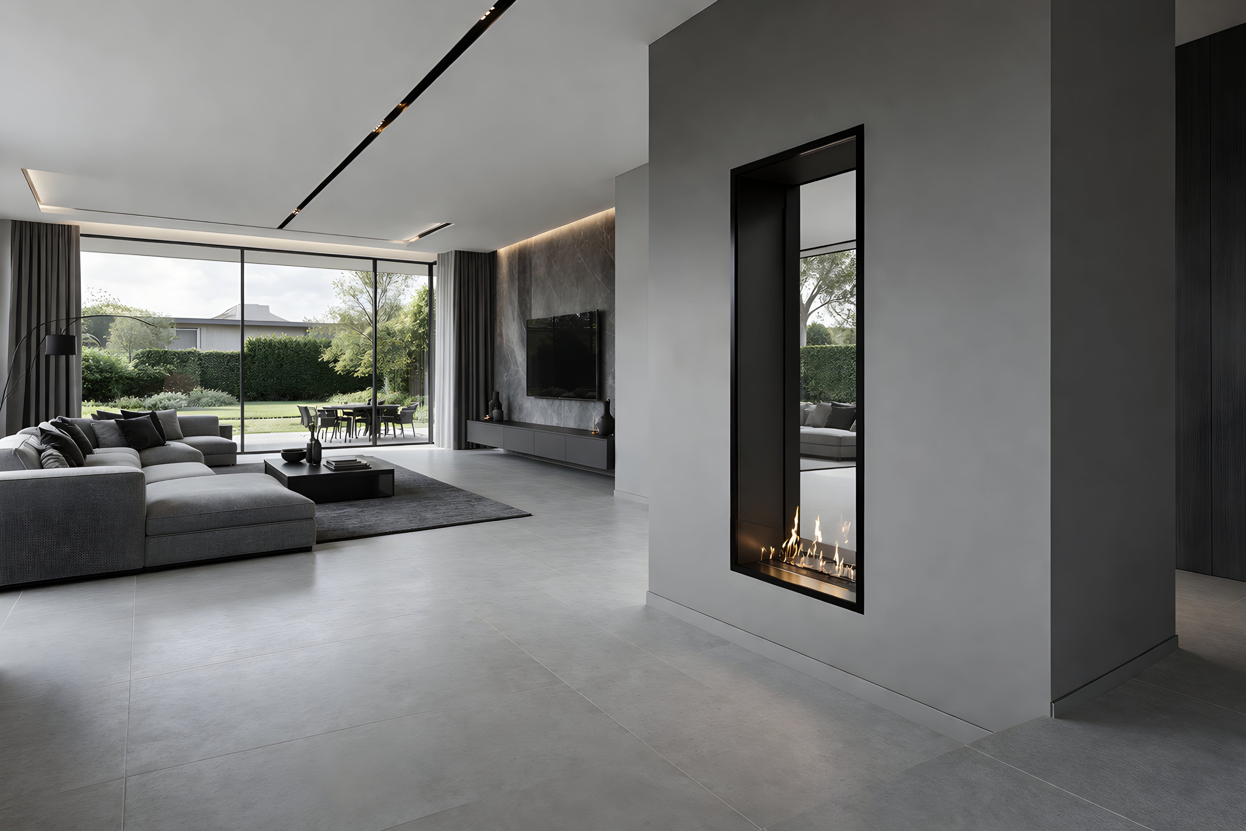 Image of Fame Vertical See-Through Fireplace Single Full Glass 80 x 160 cm