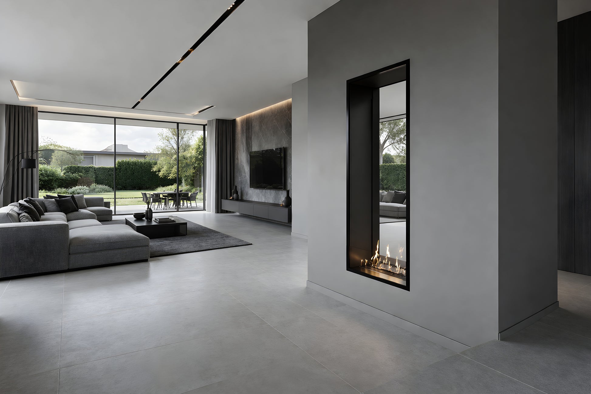 Fame Vertical See-Through Fireplace Single Full Glass 80 x 160 cm