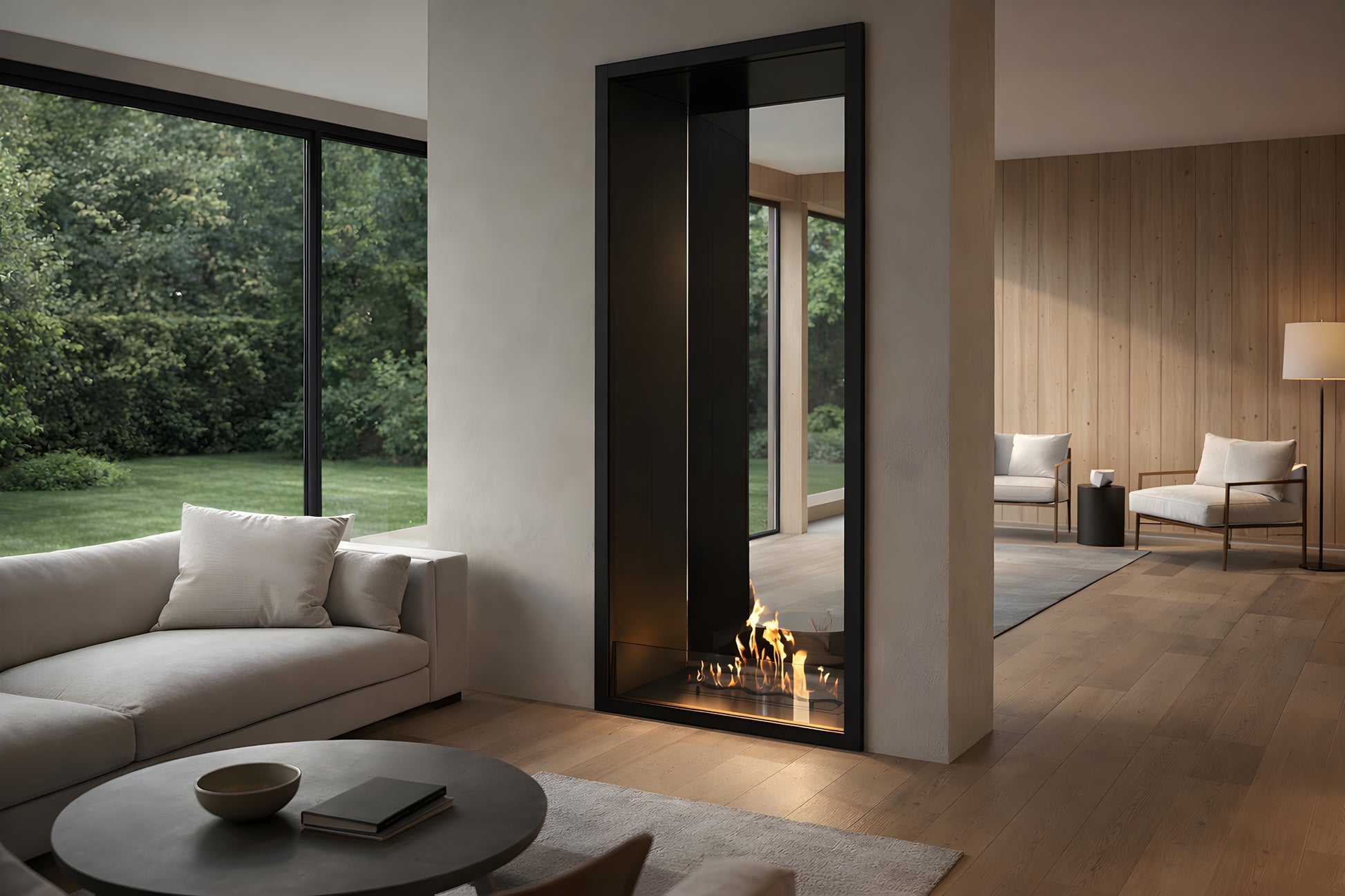 Fame Vertical See-Through Fireplace Single Full Glass 80 x 160 cm