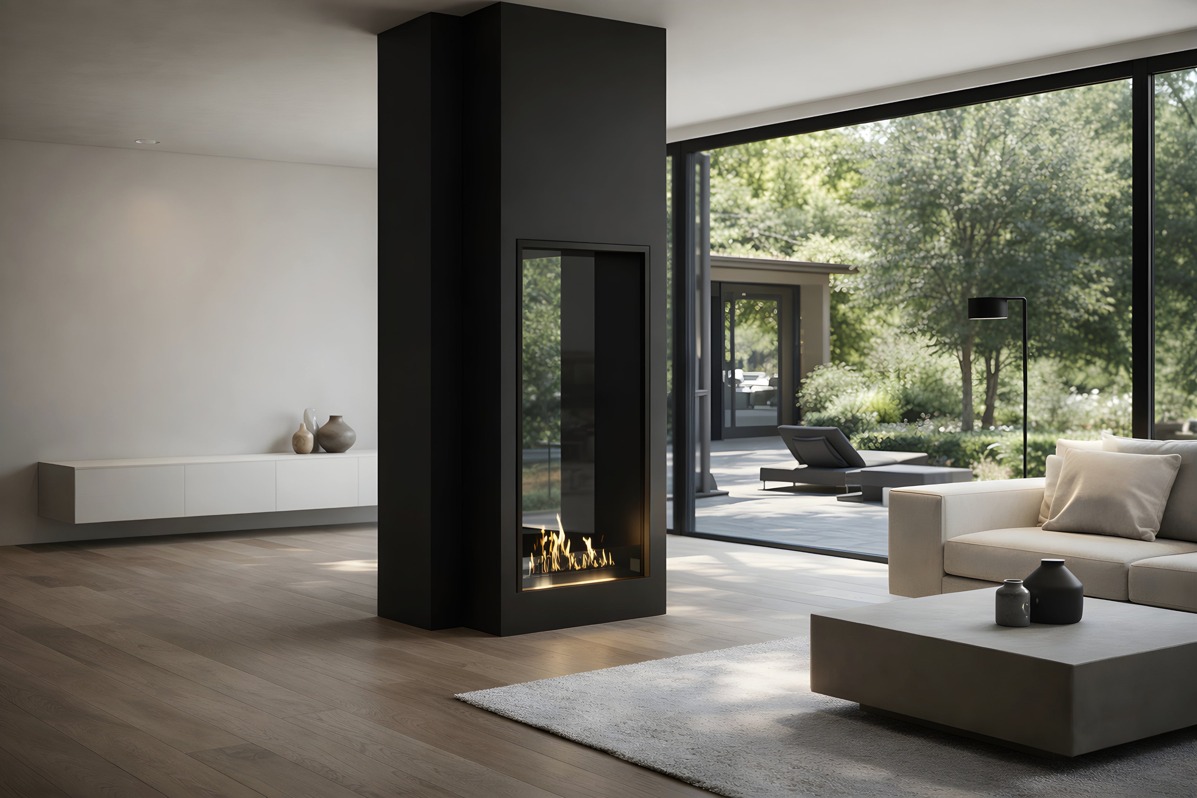 Image of Fame Vertical See-Through Fireplace Single Full Glass 80 x 160 cm