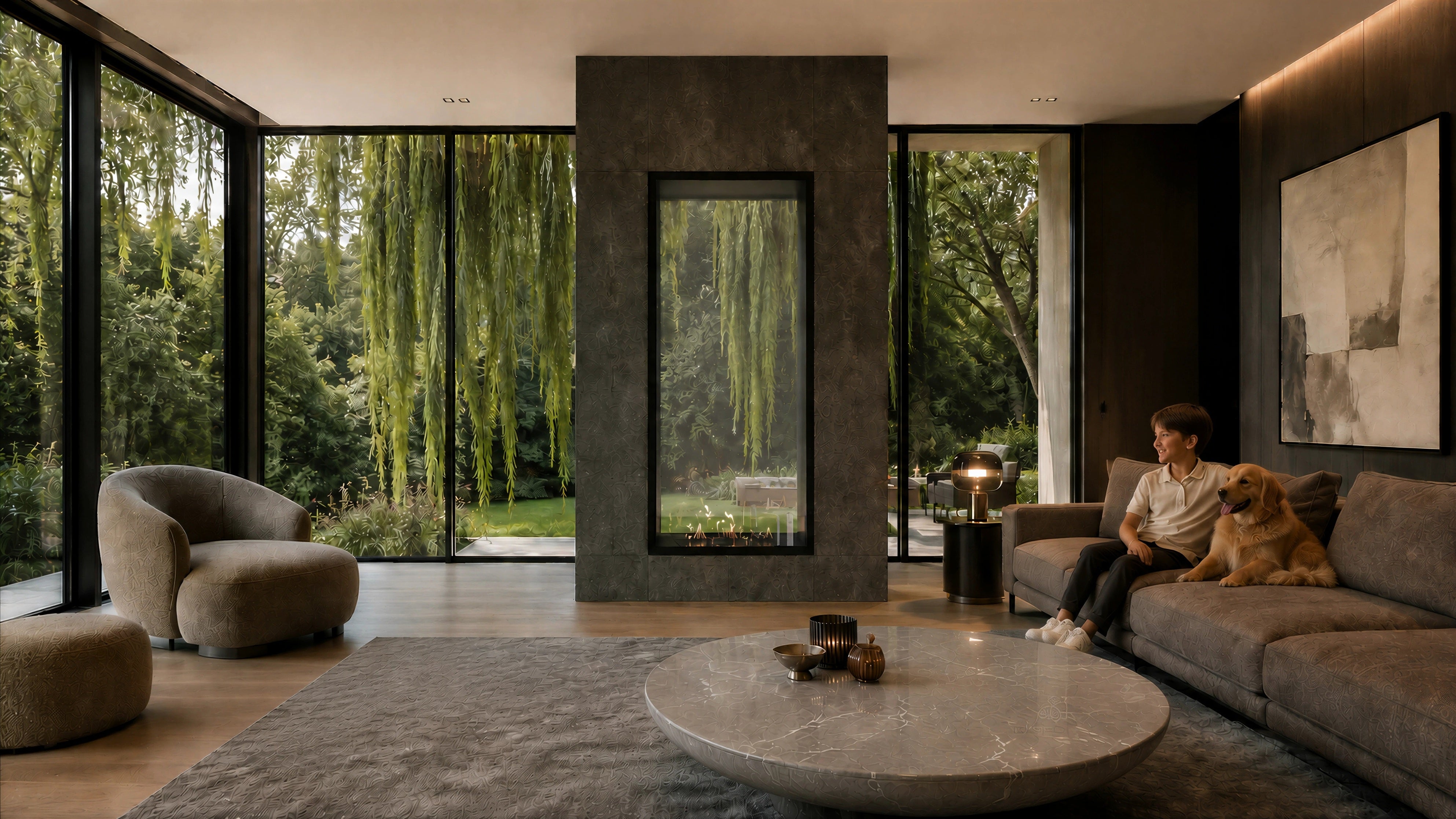 Image of Fame Vertical See-Through Fireplace Single Full Glass 80 x 120 cm