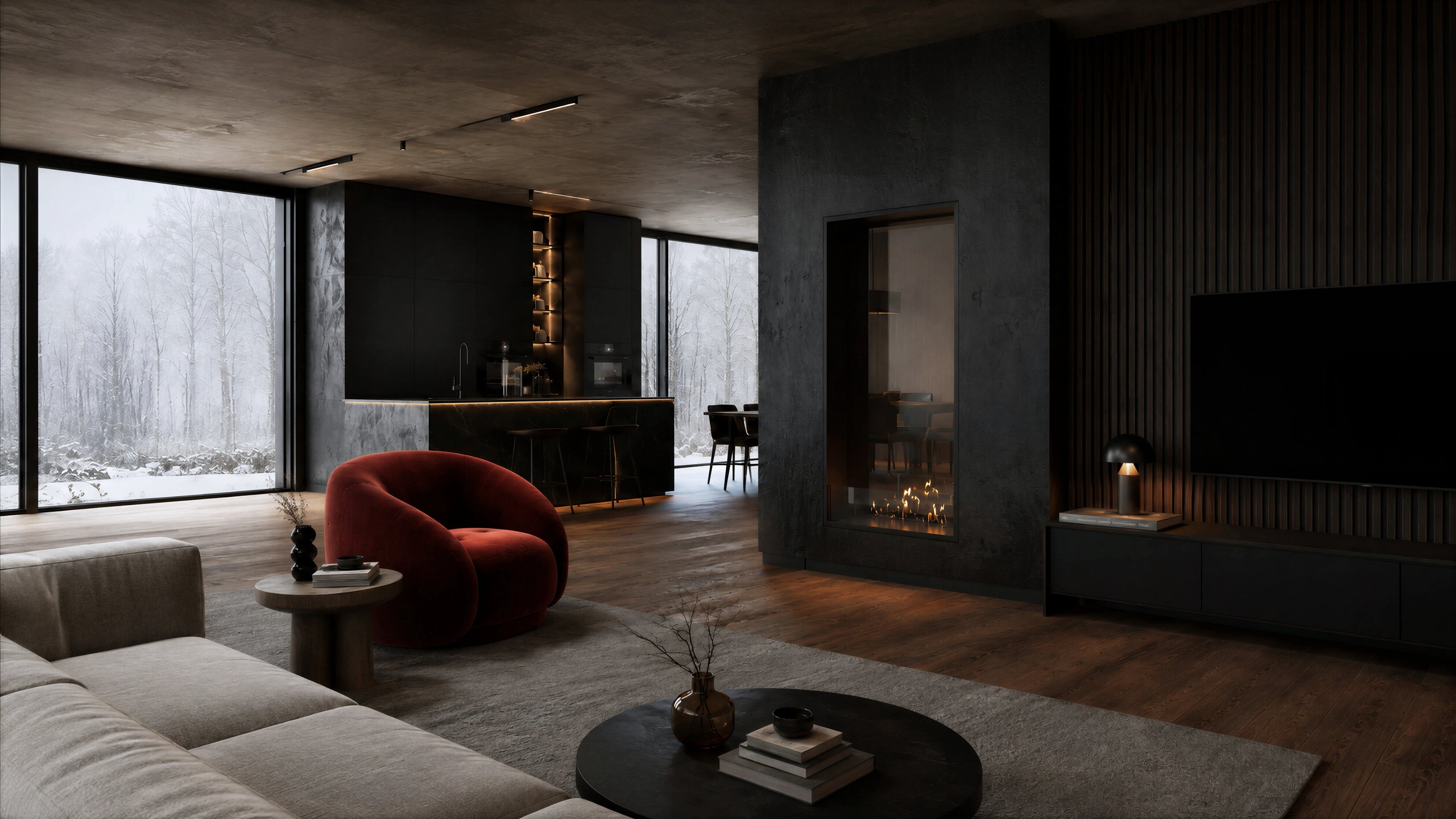 Image of Fame Vertical See-Through Fireplace Single Full Glass 80 x 160 cm