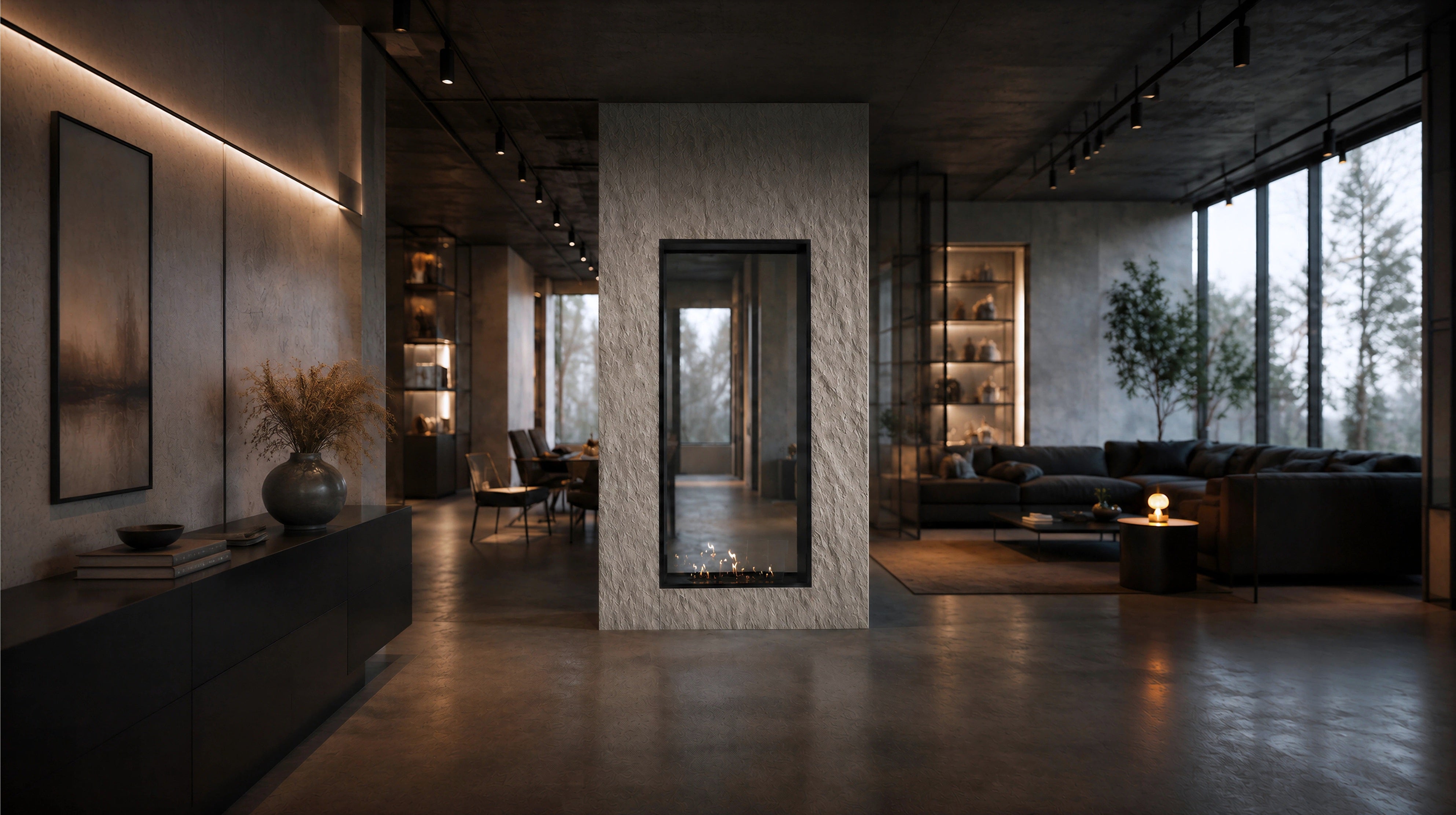 Image of Fame Vertical See-Through Fireplace Single Full Glass 80 x 180 cm