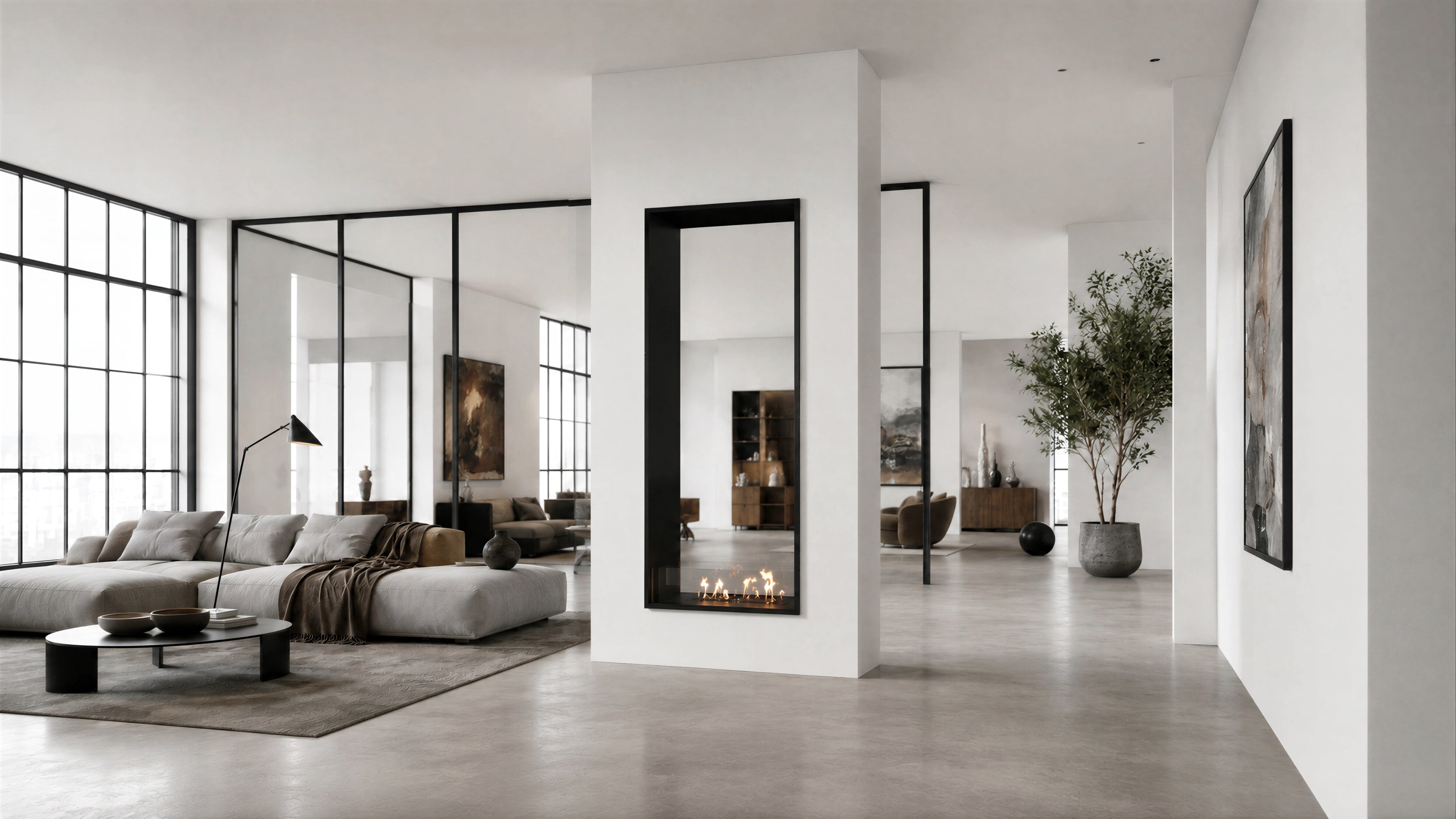 Image of Fame Vertical See-Through Fireplace Single Full Glass 80 x 200 cm