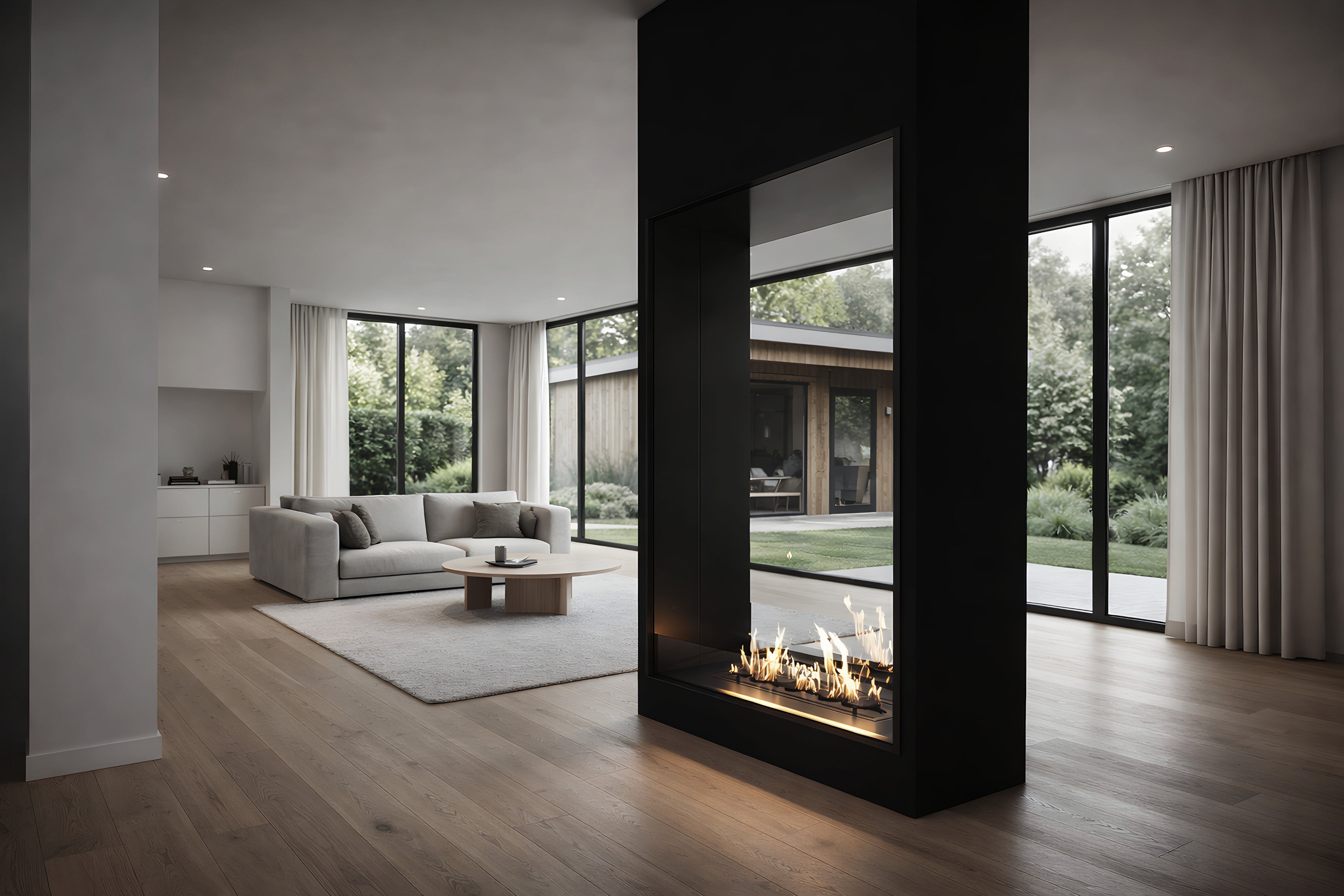 Image of Fame Vertical See-Through Fireplace Single Full Glass 90 x 140 cm