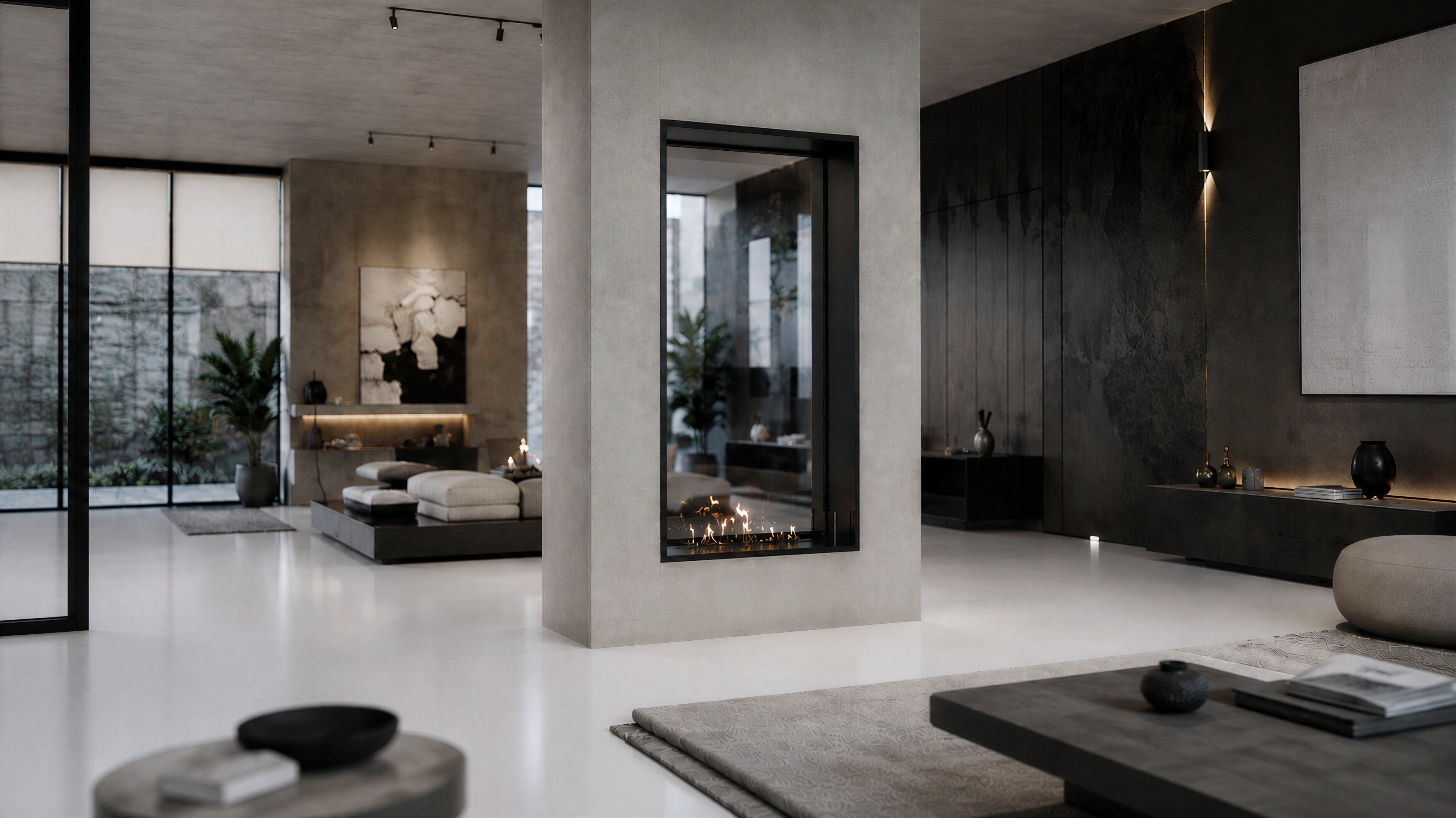 Image of Fame Vertical See-Through Fireplace Single Full Glass 90 x 100 cm