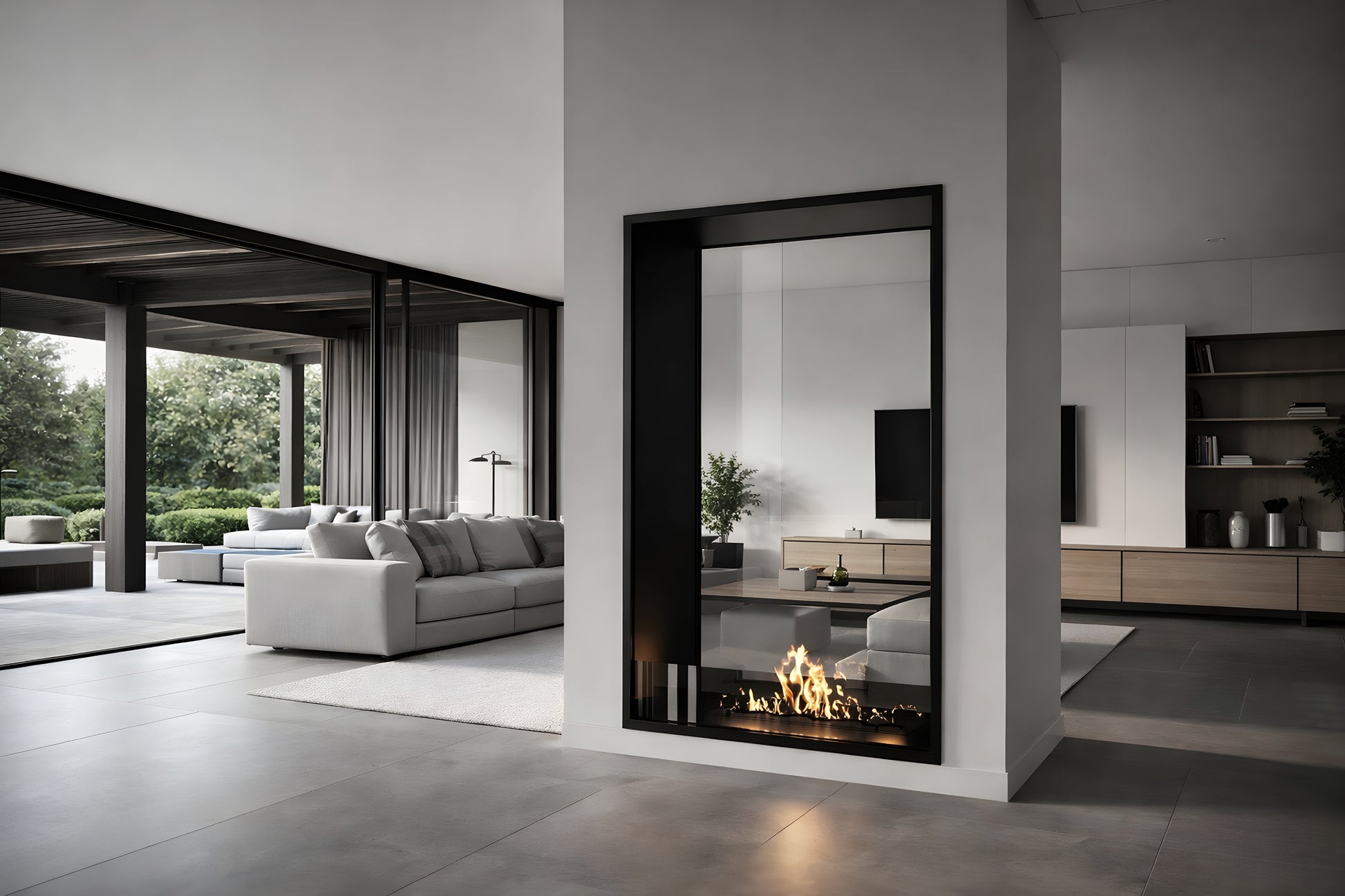Fame Vertical See-Through Fireplace Single Full Glass 90 x 140 cm