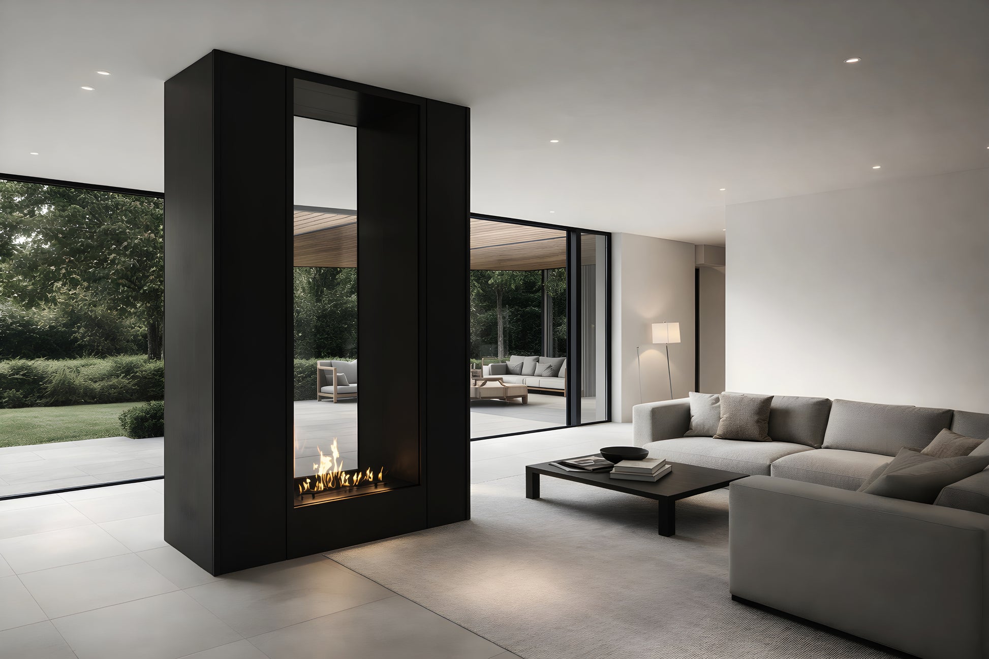 Fame Vertical See-Through Fireplace Single Full Glass 90 x 140 cm