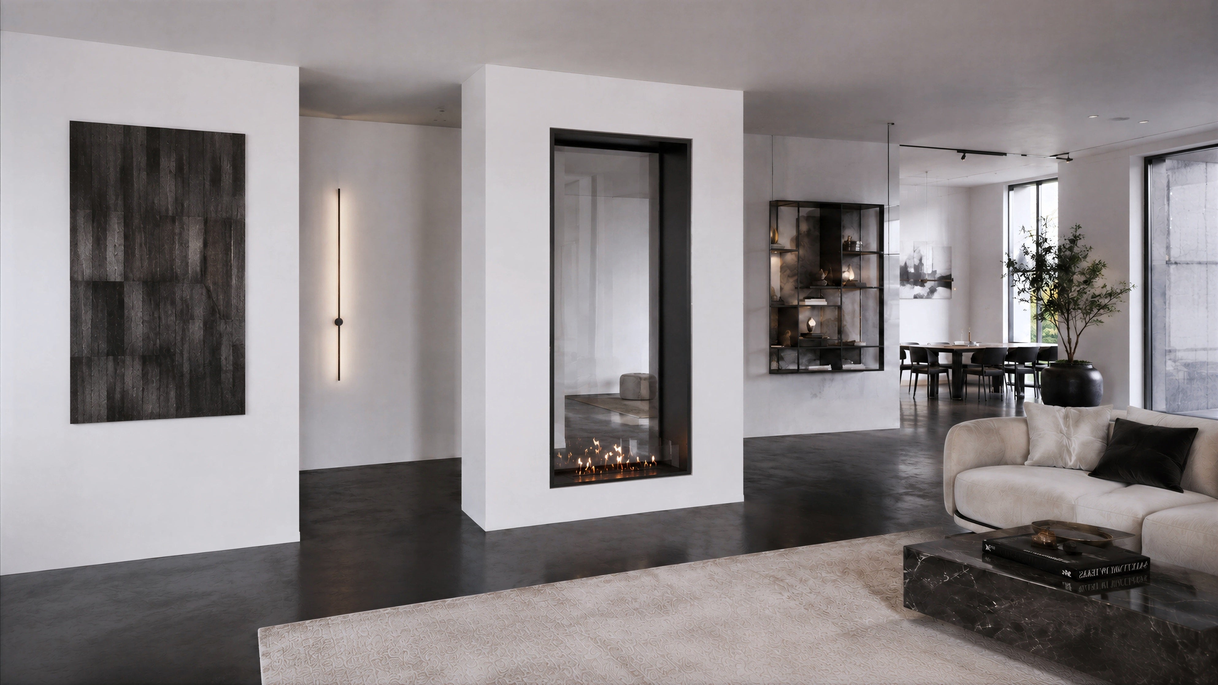 Image of Fame Vertical See-Through Fireplace Single Full Glass 90 x 160 cm