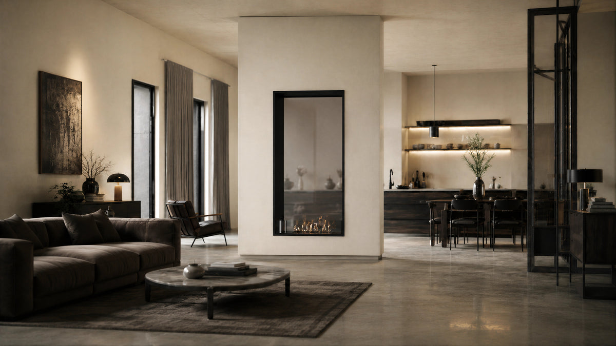 Fame Vertical See-Through Fireplace Single Full Glass 90 x 180 cm