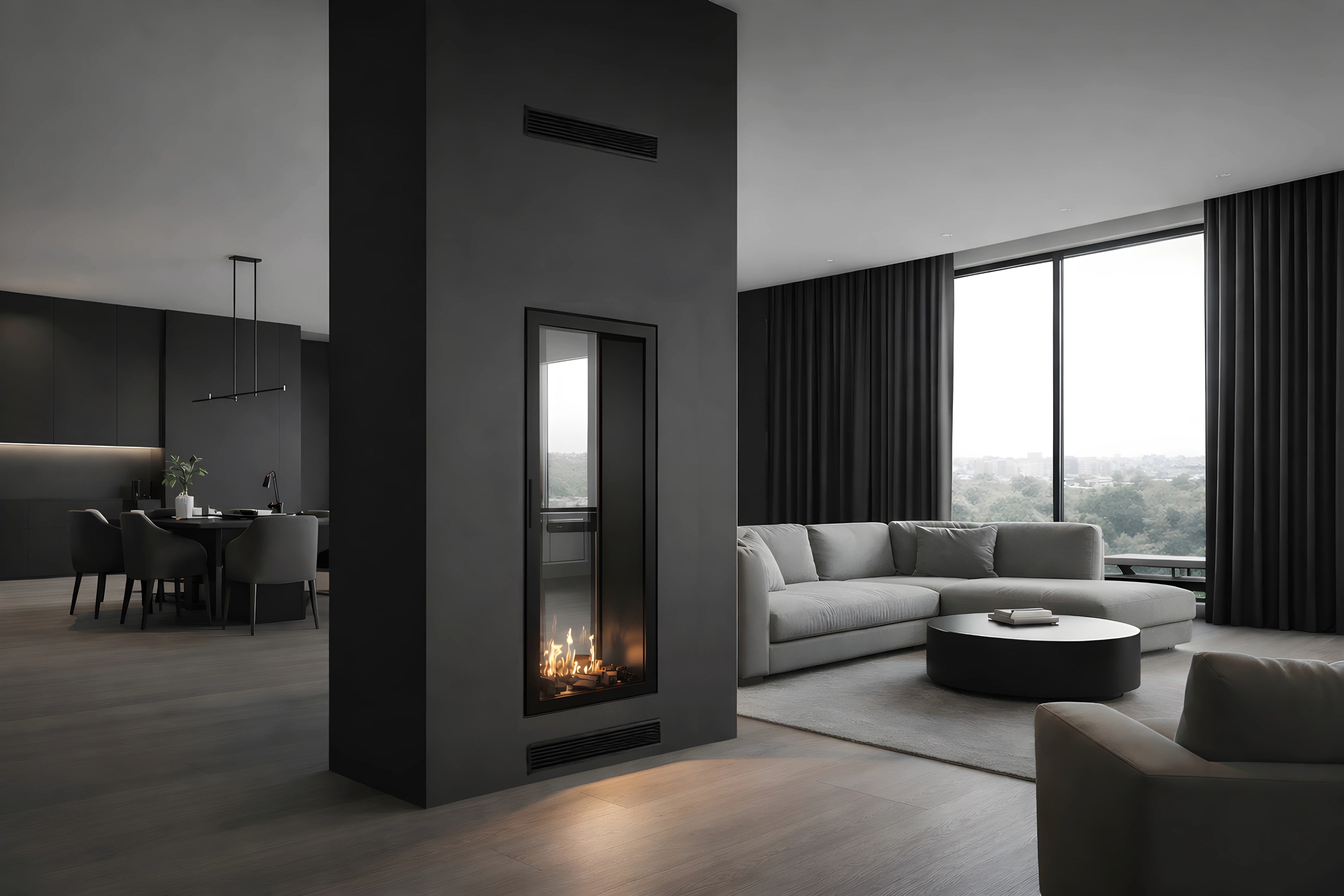 Image of Fame Vertical See-Through Fireplace Full Glass 60 x 120 cm