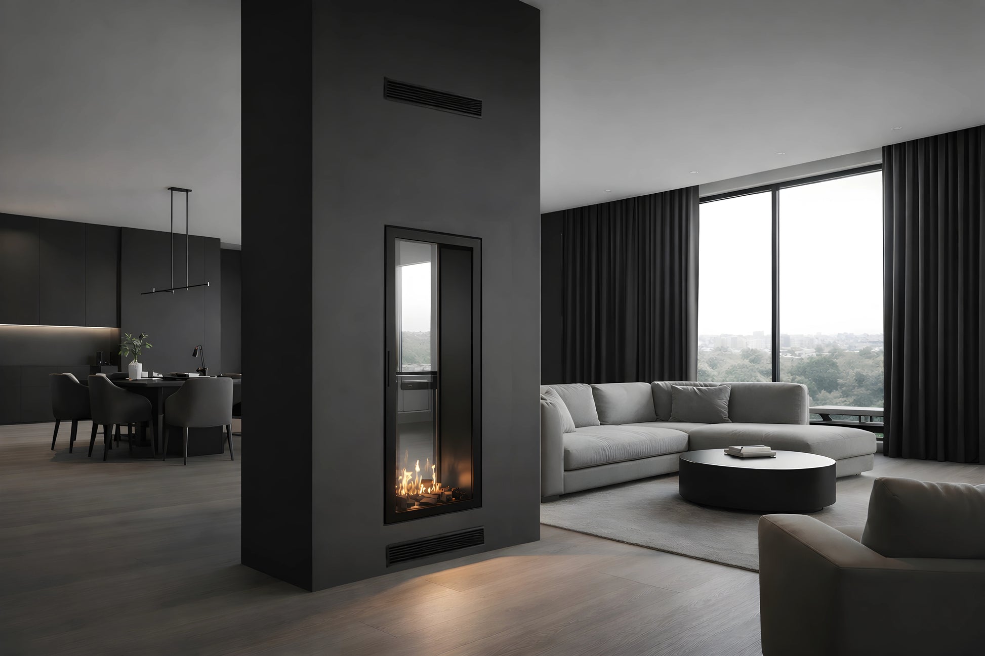 Fame Vertical See-Through Fireplace Full Glass 60 x 120 cm