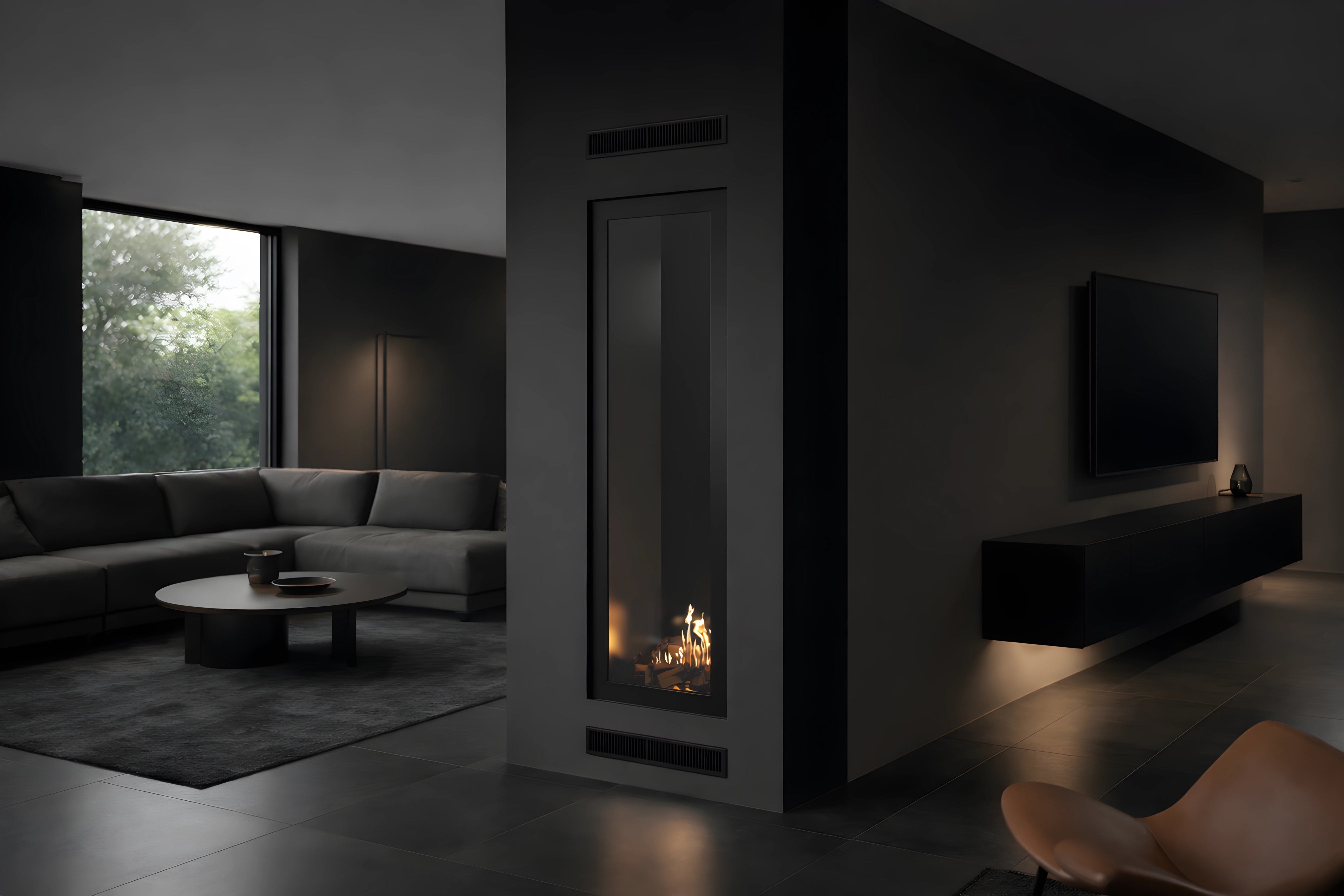 Image of Fame Vertical See-Through Fireplace Full Glass 60 x 120 cm