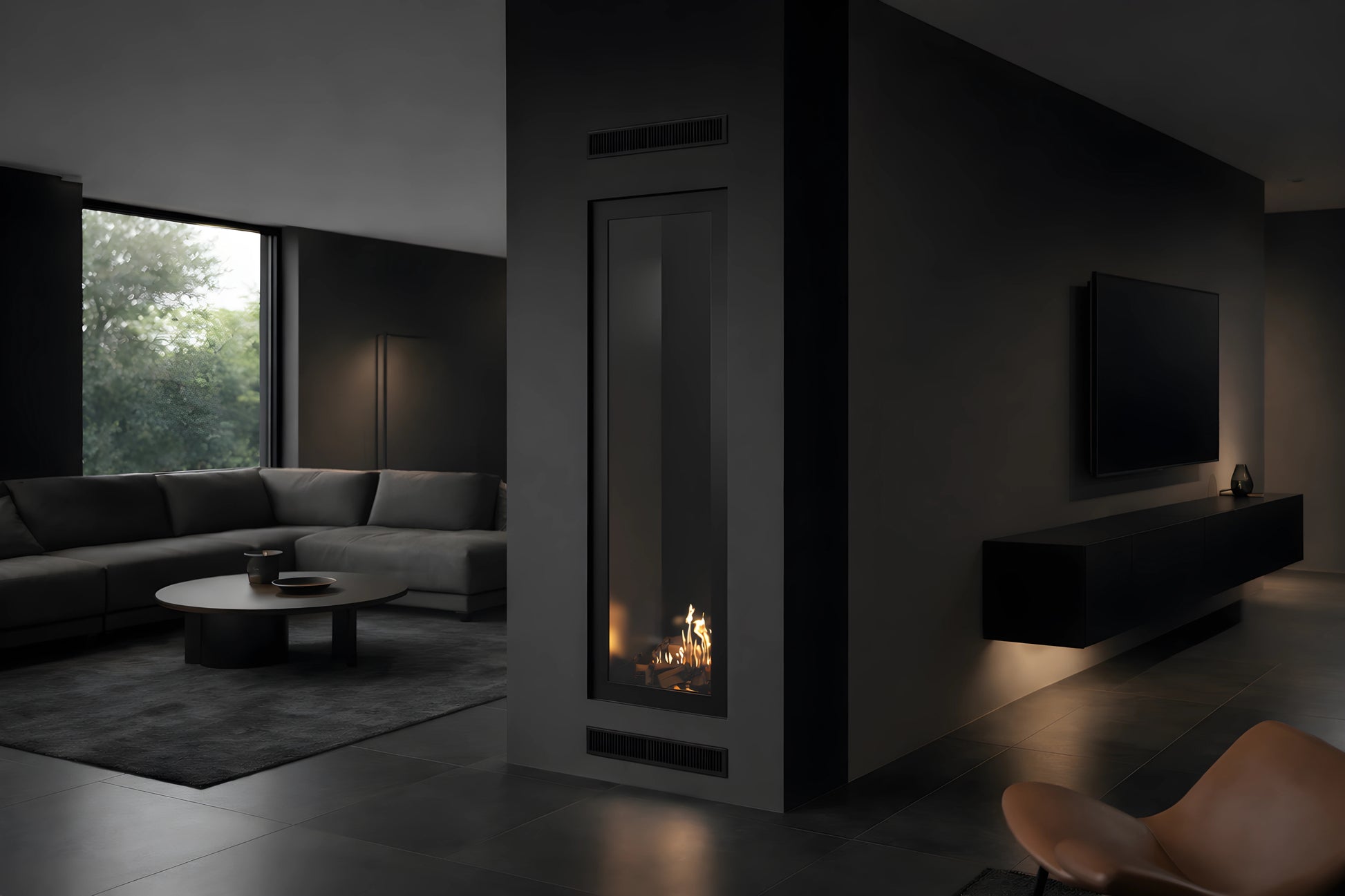 Fame Vertical See-Through Fireplace Full Glass 60 x 120 cm