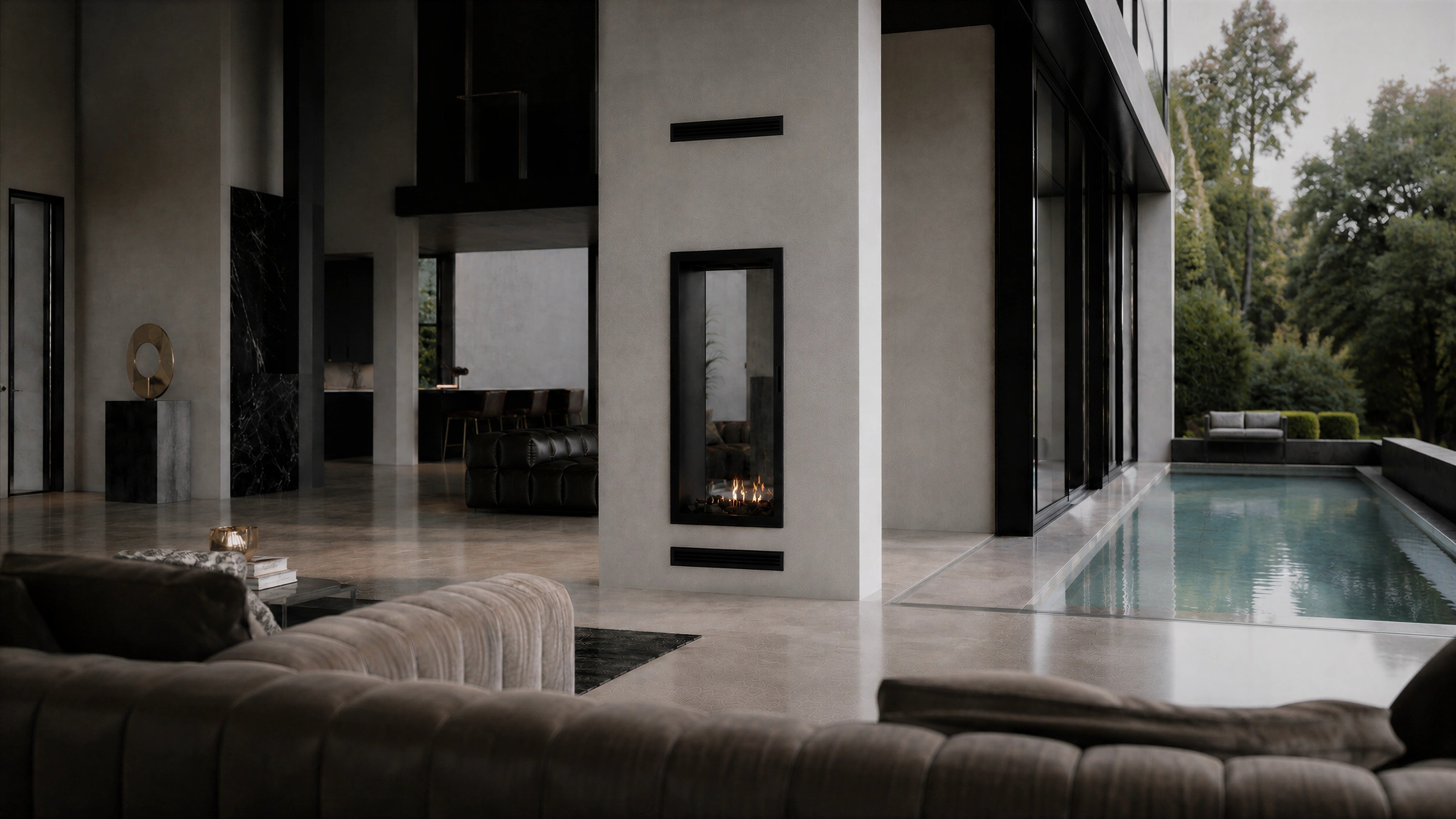 Image of Fame Vertical See-Through Fireplace Full Glass 60 x 100 cm