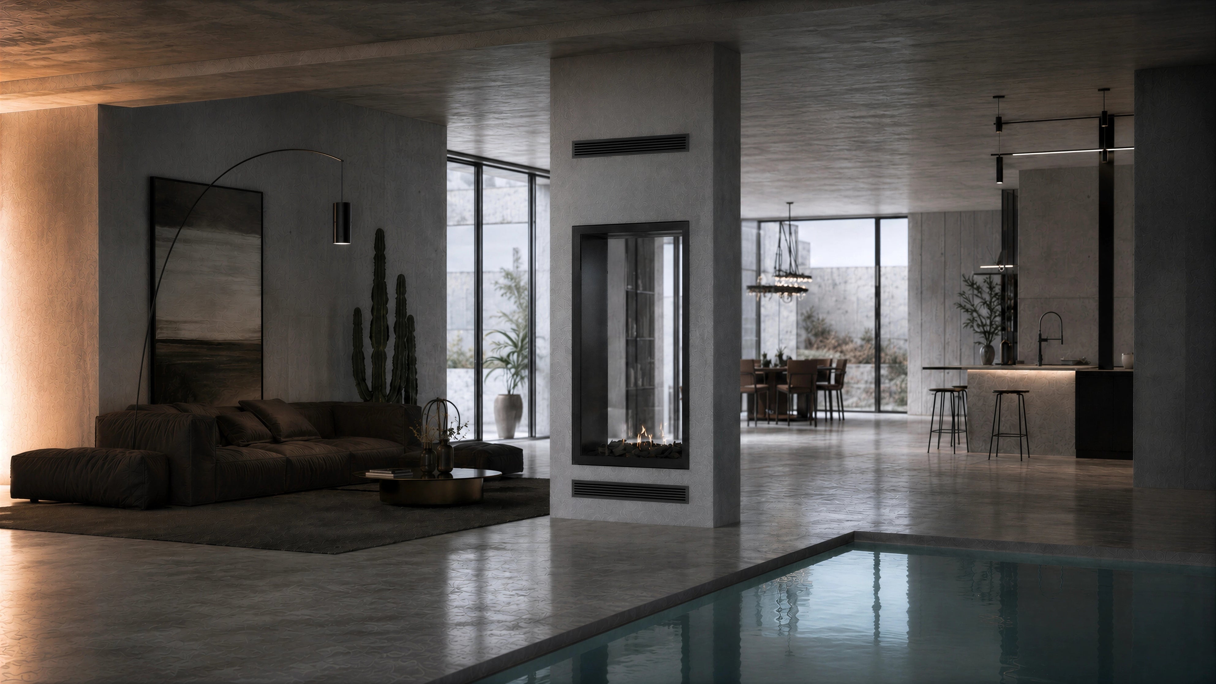 Image of Fame Vertical See-Through Fireplace Full Glass 60 x 120 cm