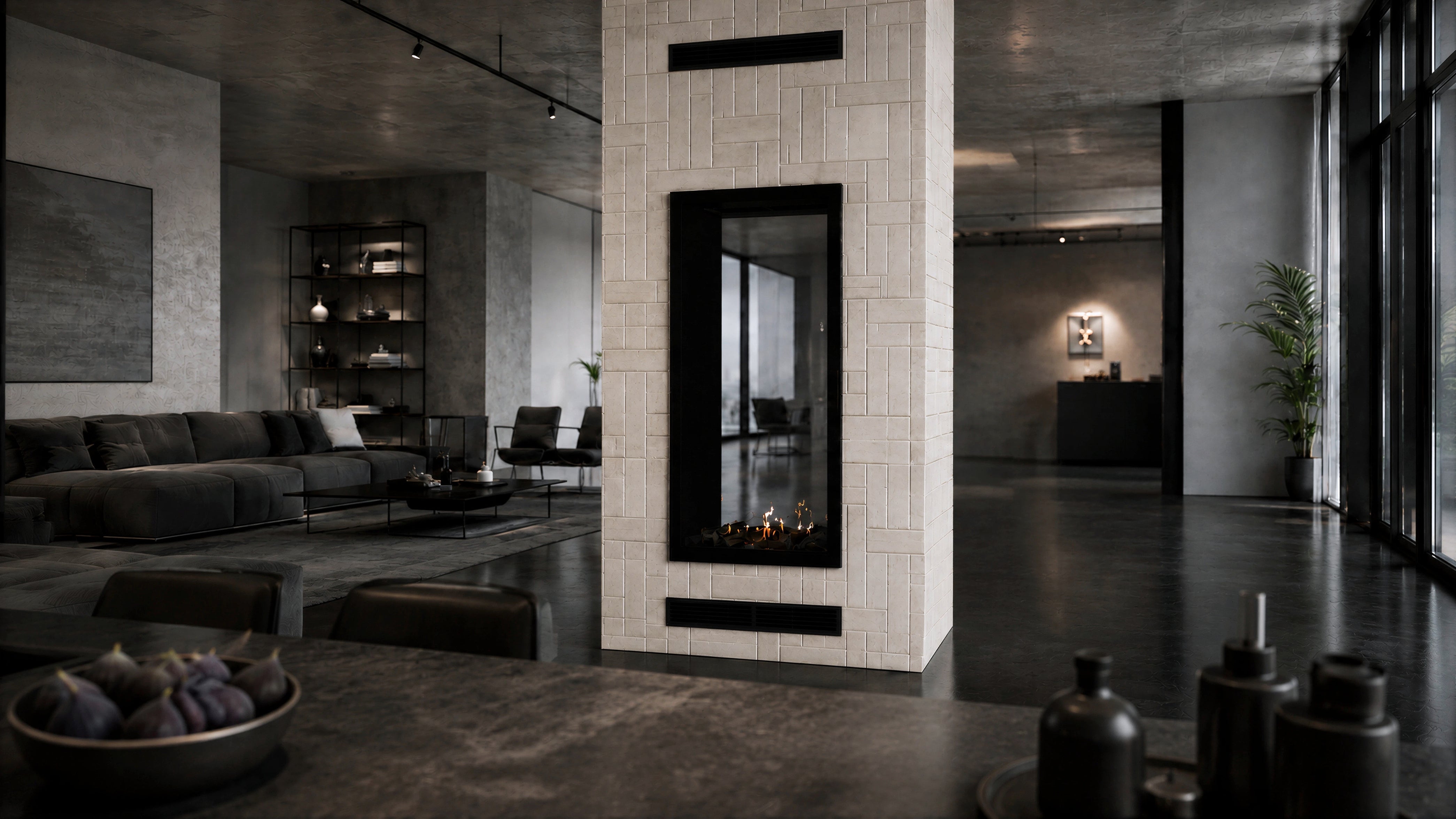 Image of Fame Vertical See-Through Fireplace Full Glass 70 x 140 cm