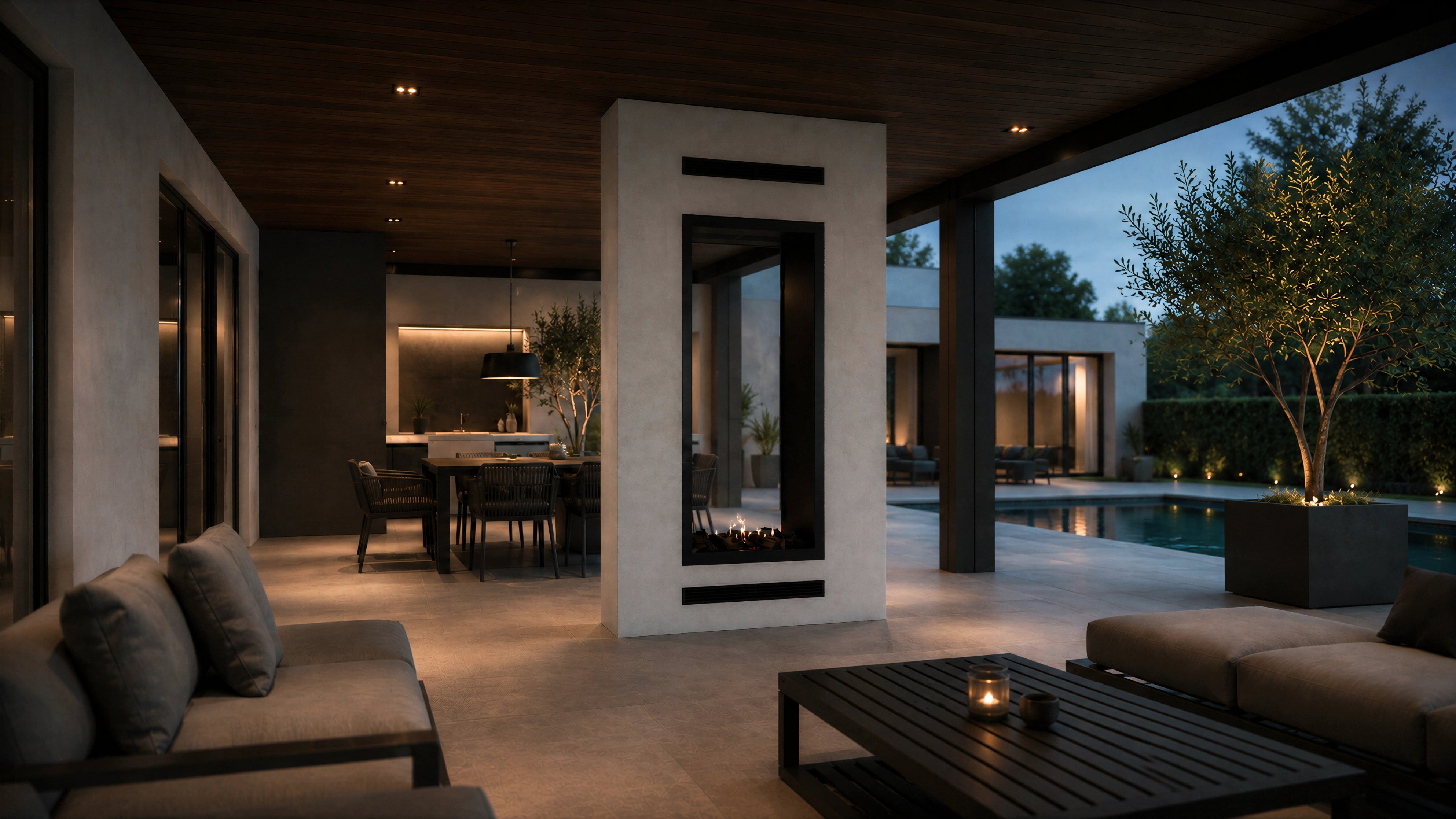 Image of Fame Vertical See-Through Fireplace Full Glass 80 x 140 cm