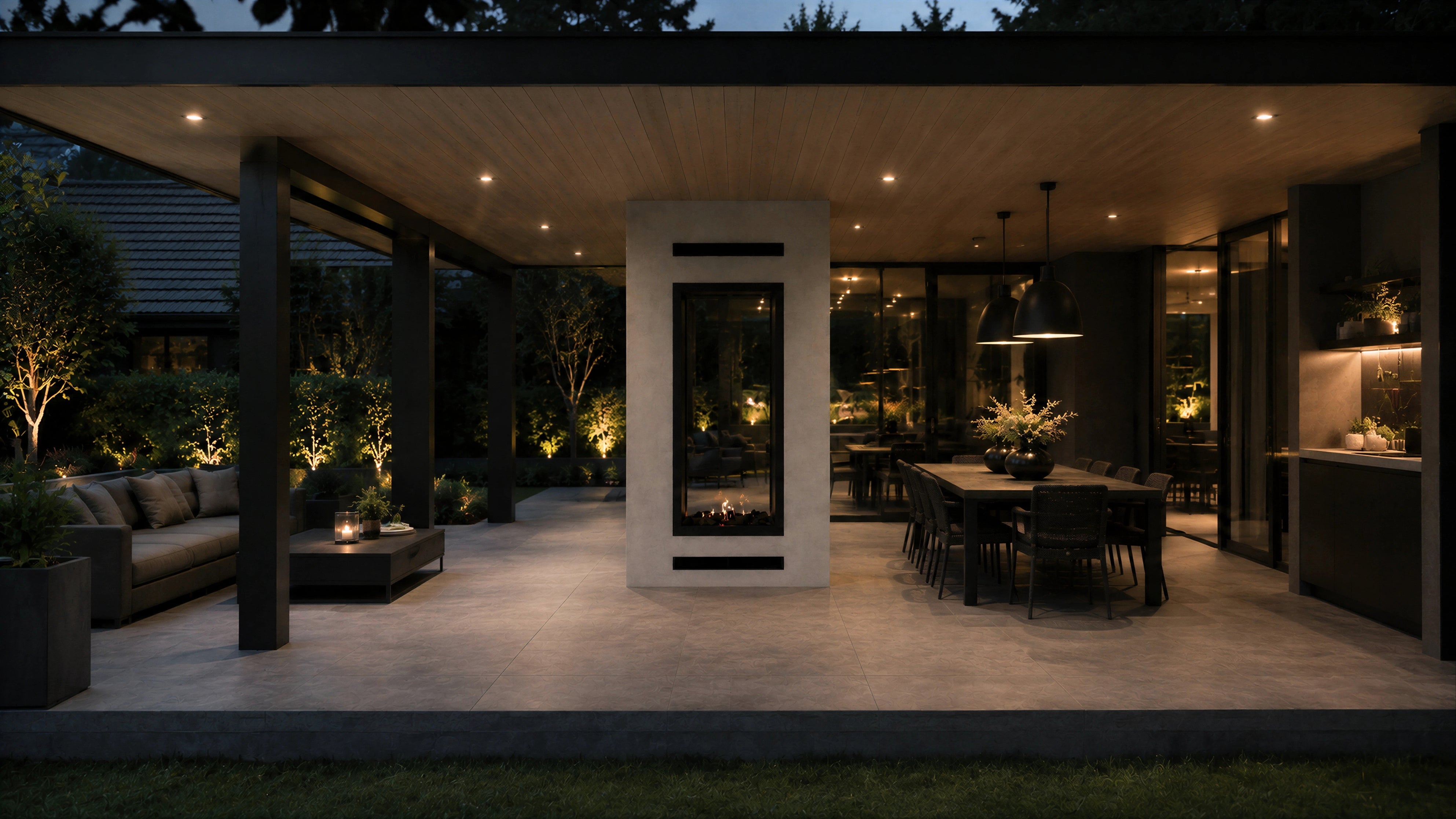 Image of Fame Vertical See-Through Fireplace Full Glass 80 x 160 cm