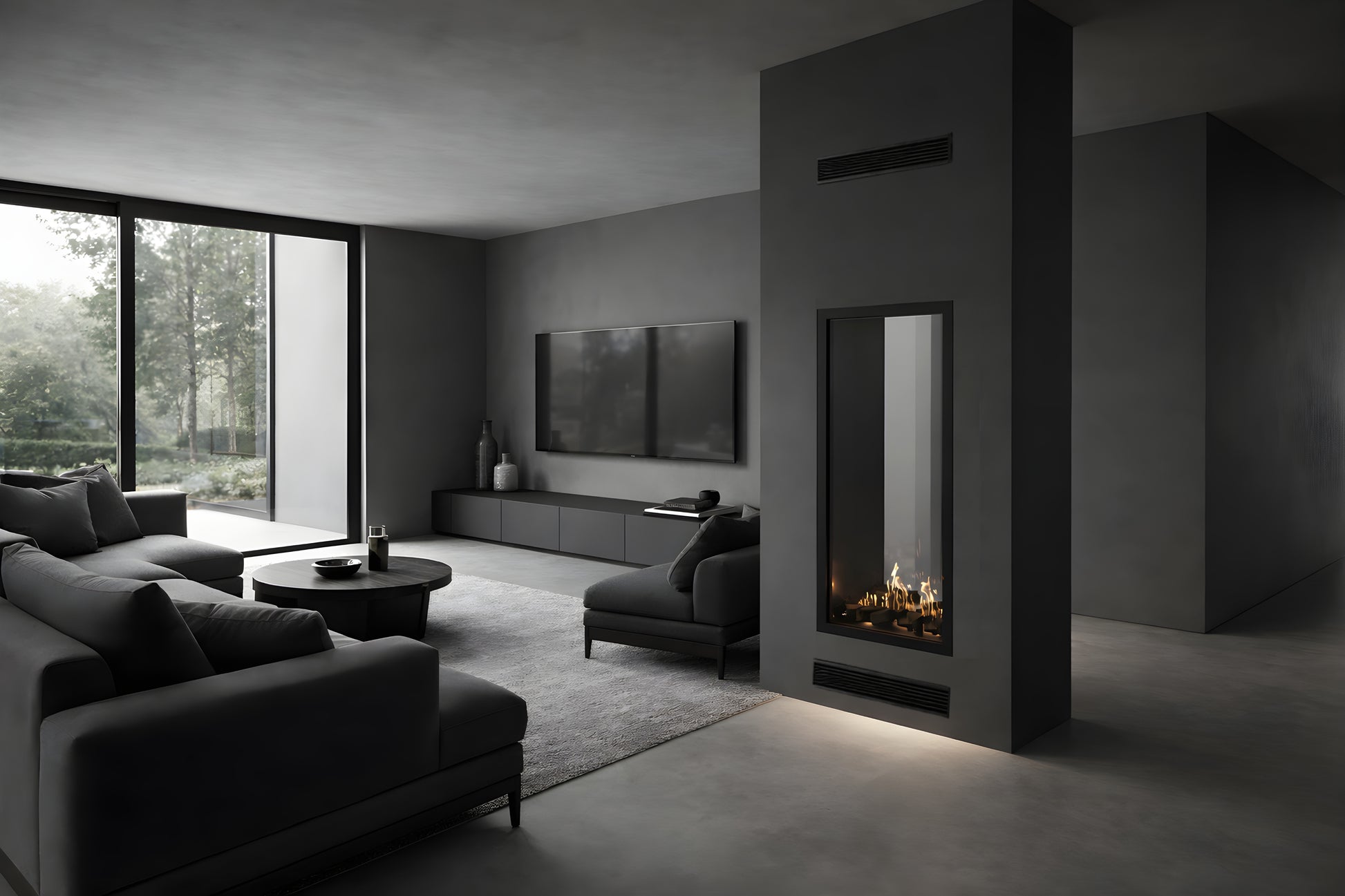 Fame Vertical See-Through Fireplace Full Glass 60 x 120 cm