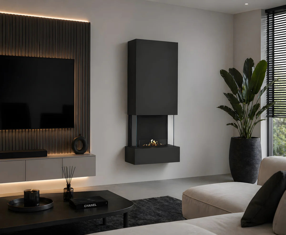 Image of Holly Wall Mounting Fireplace Black H180 cm