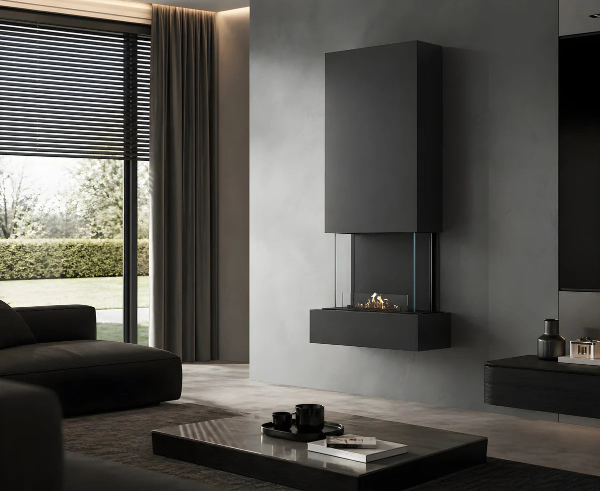 Holly Wall Mounting Fireplace Black H180 cm
