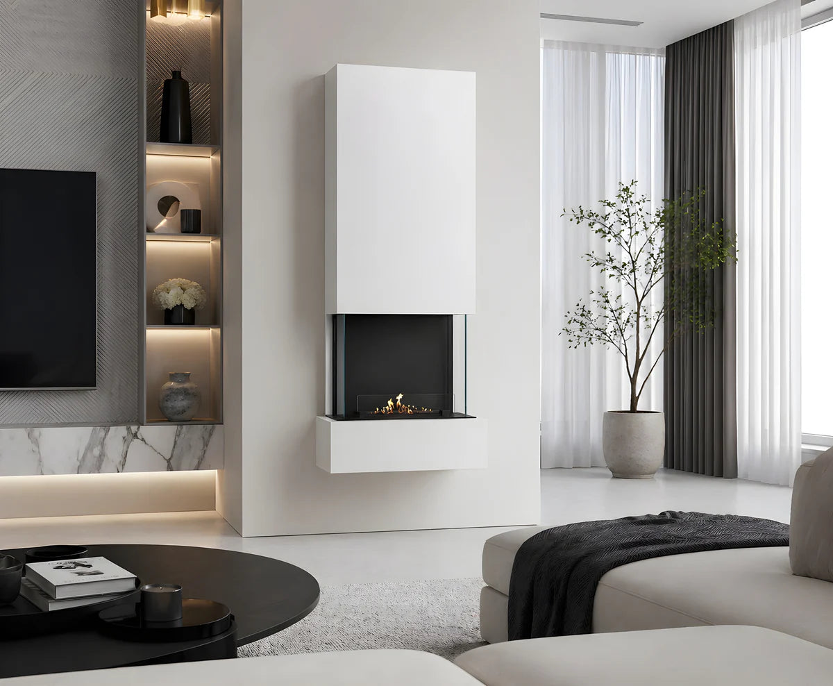 Holly Wall Mounting Fireplace White H180 cm