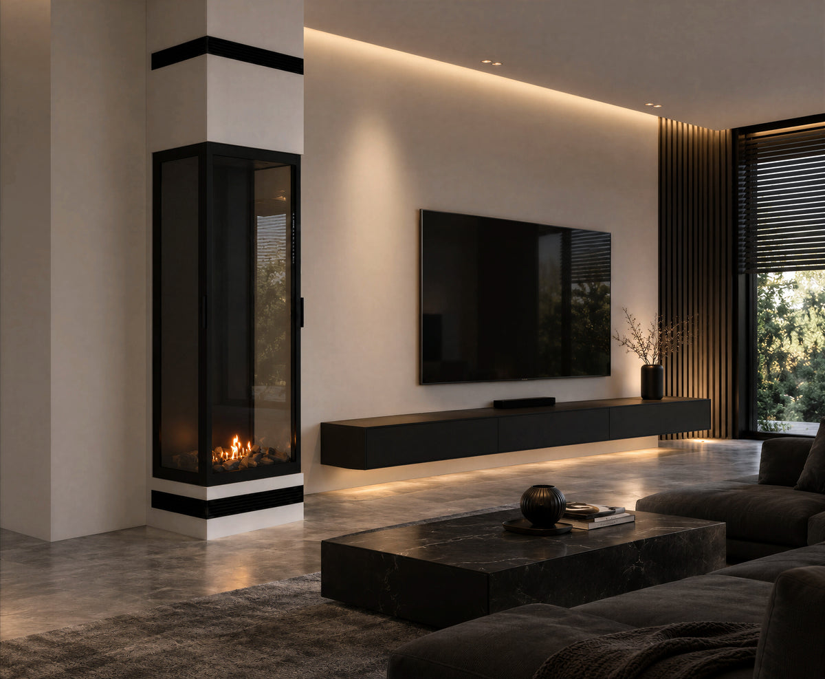 Made Three-Sided Vertical Roomdivider Full Glass 60 x 120 cm