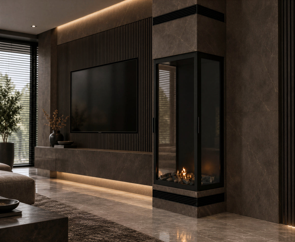Made Three-Sided Vertical Roomdivider Full Glass 60 x 140 cm