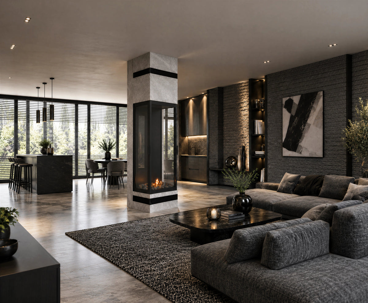 Made Three-Sided Vertical Roomdivider Full Glass 60 x 160 cm