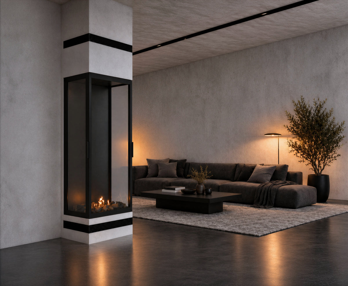 Made Three-Sided Vertical Roomdivider Full Glass 70 x 120 cm