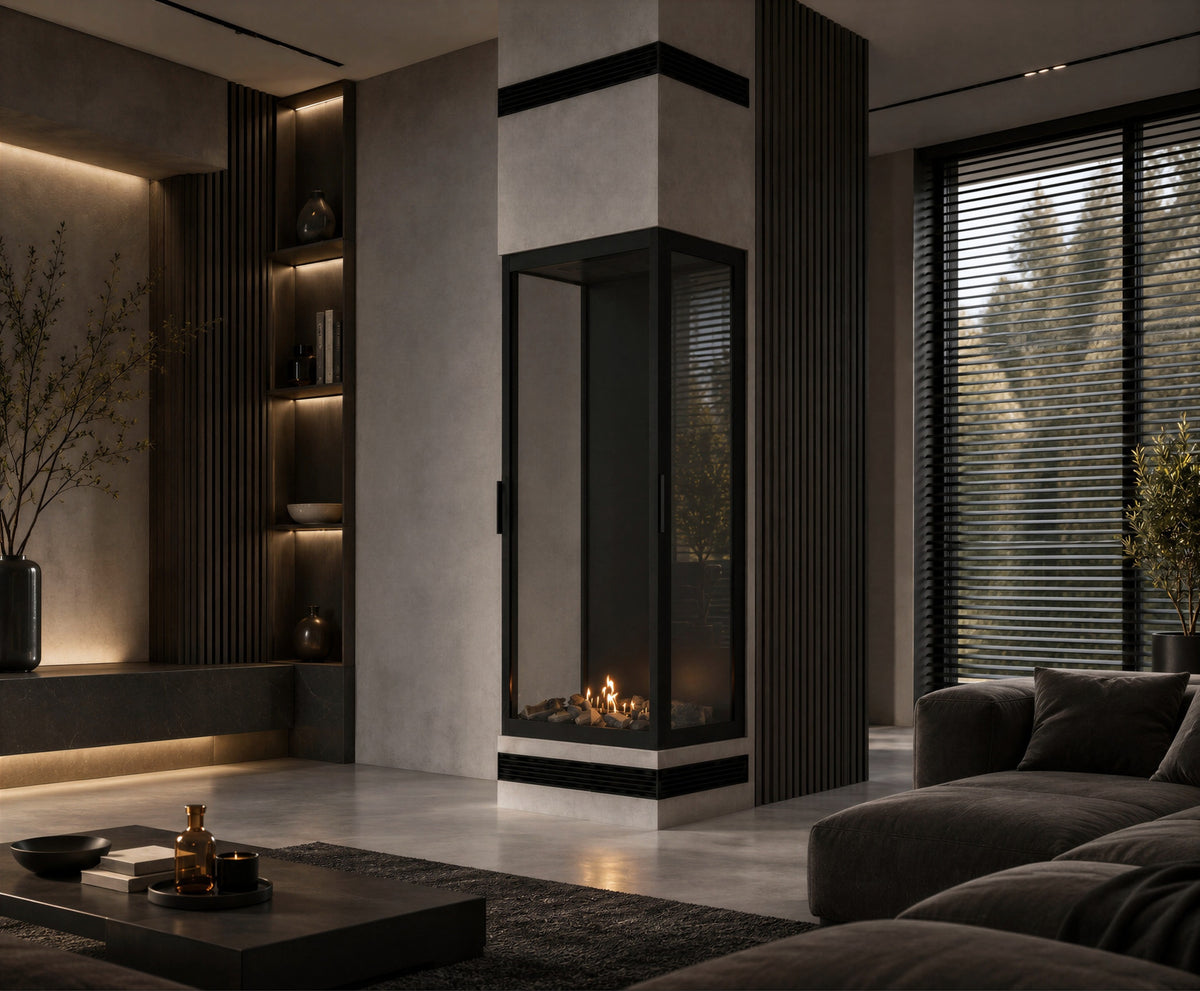 Made Three-Sided Vertical Roomdivider Full Glass 70 x 140 cm