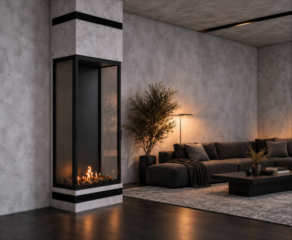 Made Three-Sided Vertical Roomdivider Full Glass 70 x 160 cm