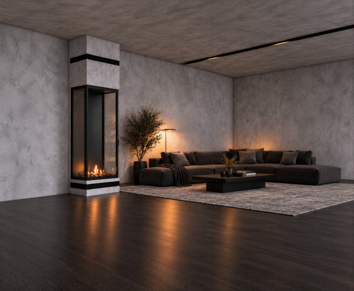 Made Three-Sided Vertical Roomdivider Full Glass 70 x 160 cm
