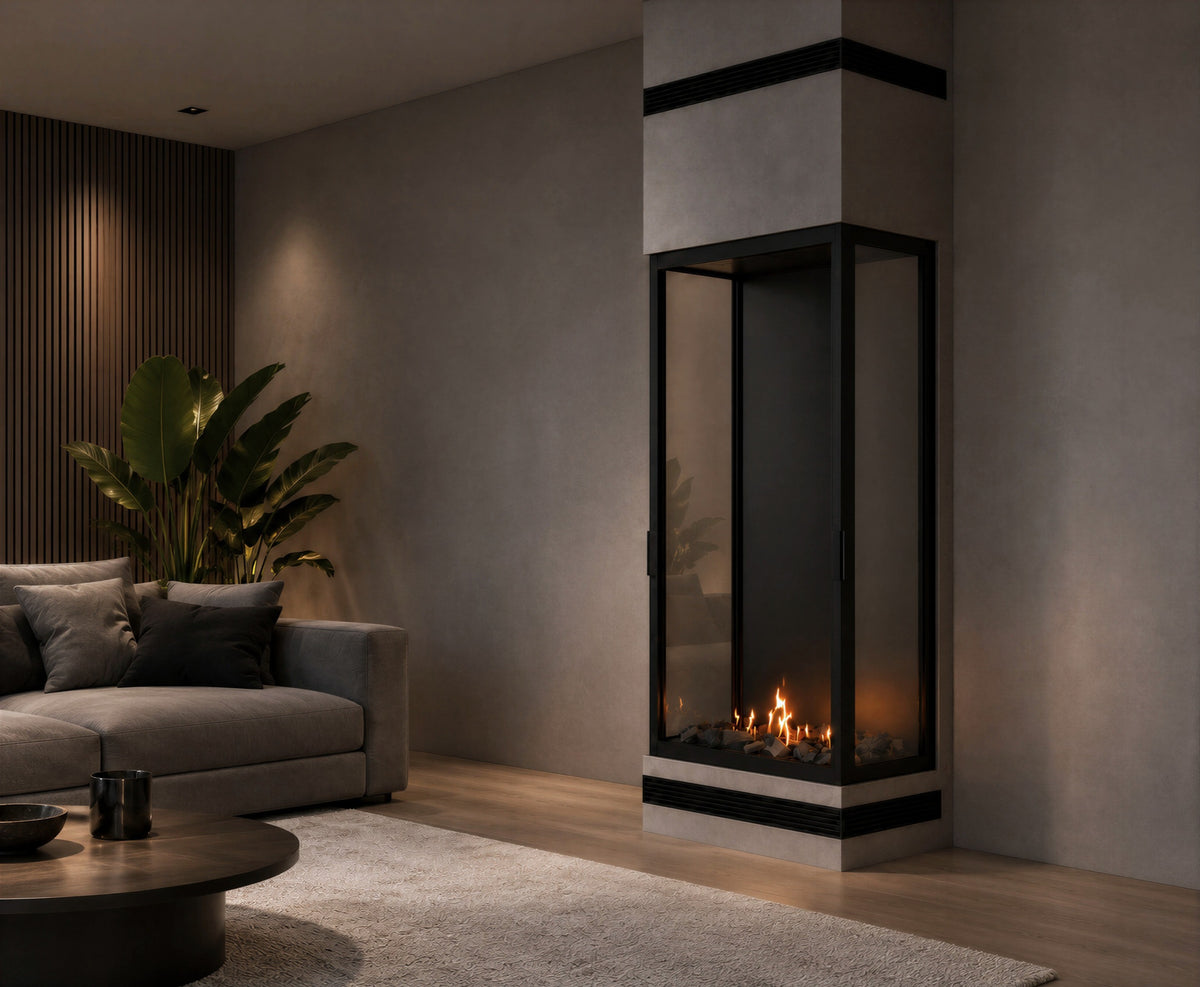 Made Three-Sided Vertical Roomdivider Full Glass 80 x 140 cm
