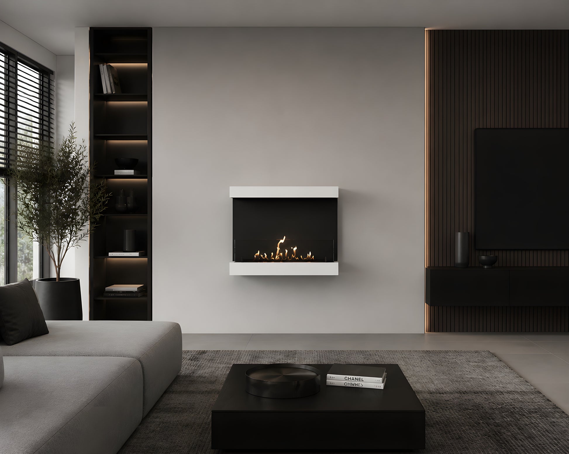 Manche Box Wall Mounting Fireplace white 80 cm