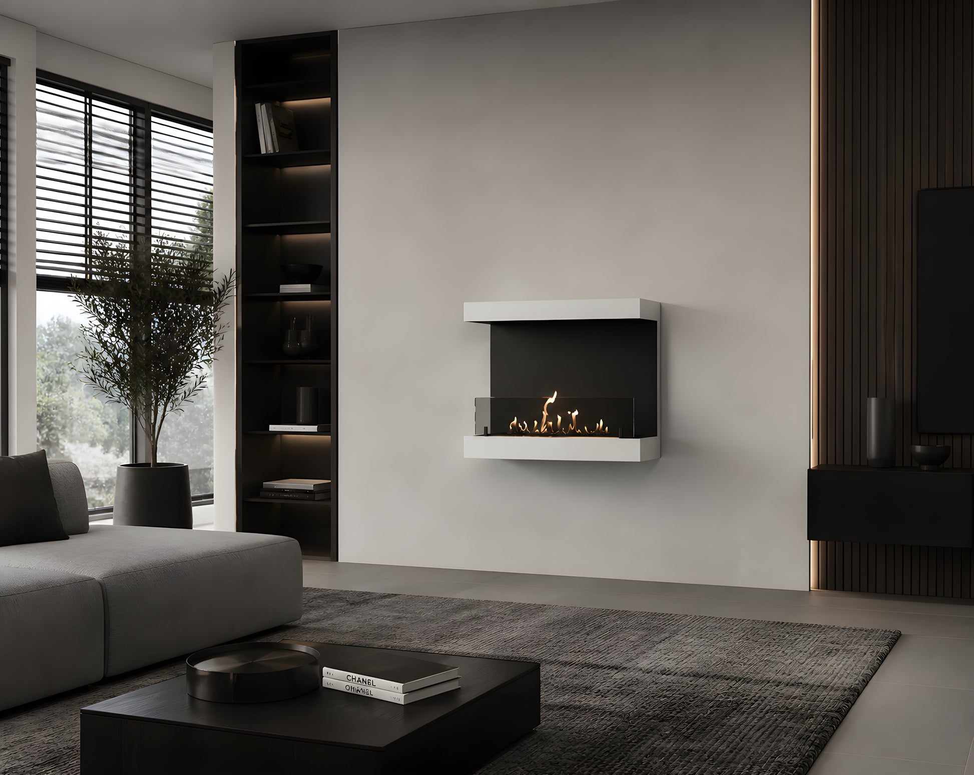 Manche Box Wall Mounting Fireplace white 80 cm