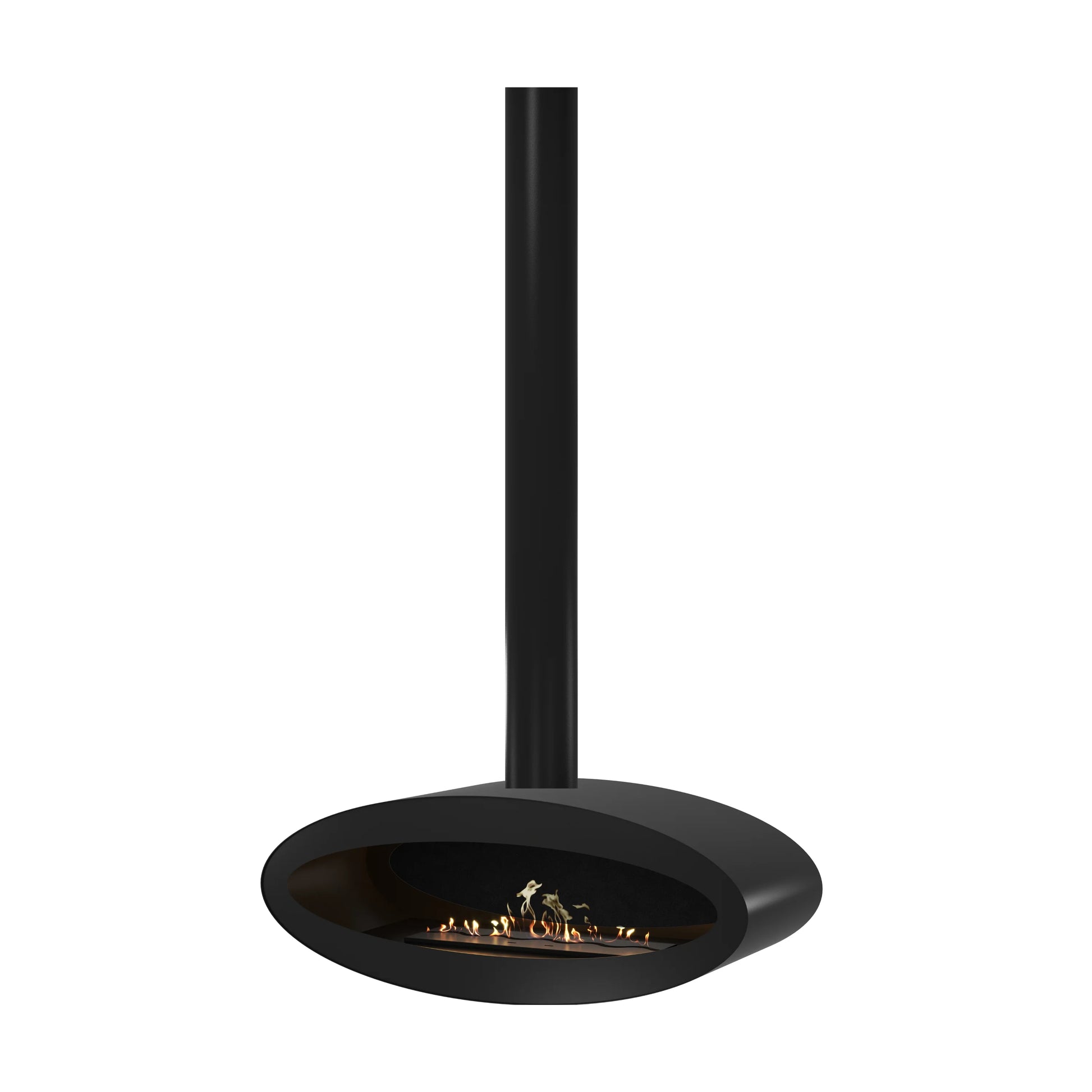 Ova Tube Closed Black Ceiling Fireplace 100 cm