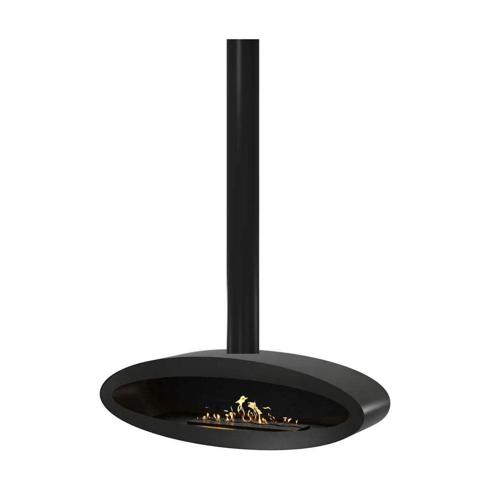 Ova Tube Closed Black Ceiling Fireplace 120 cm
