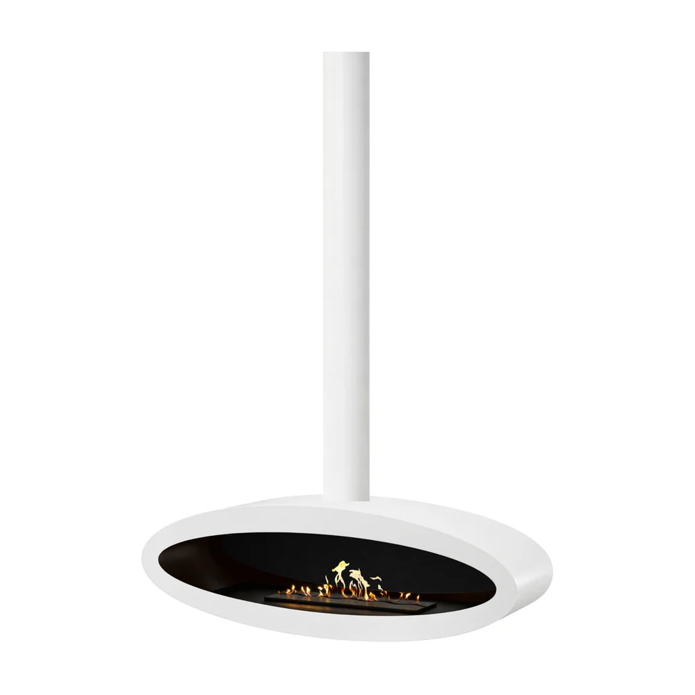 Ova Tube Closed White Ceiling Fireplace 120 cm