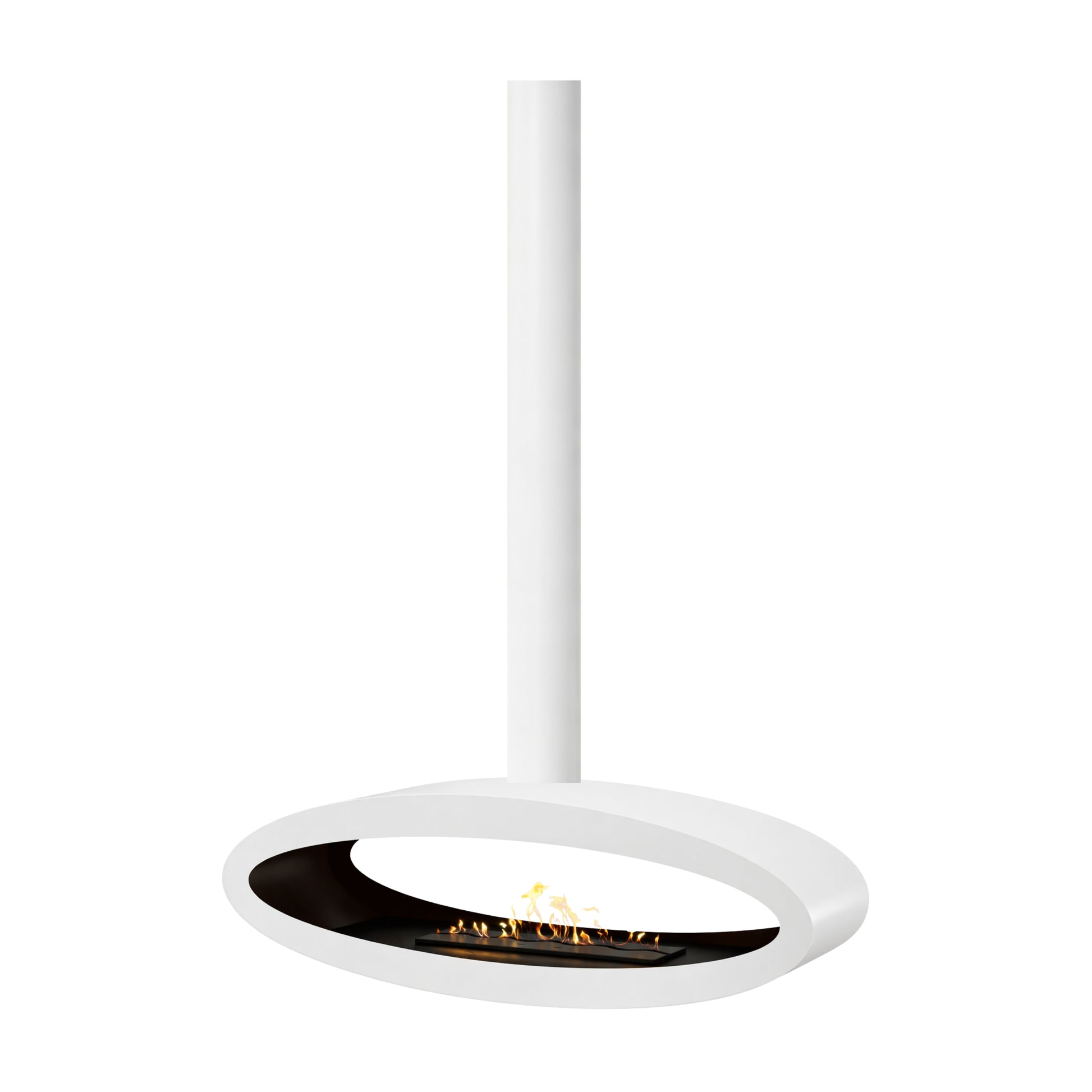 Ova Tube White See-Through Ceiling Fireplace 120 cm