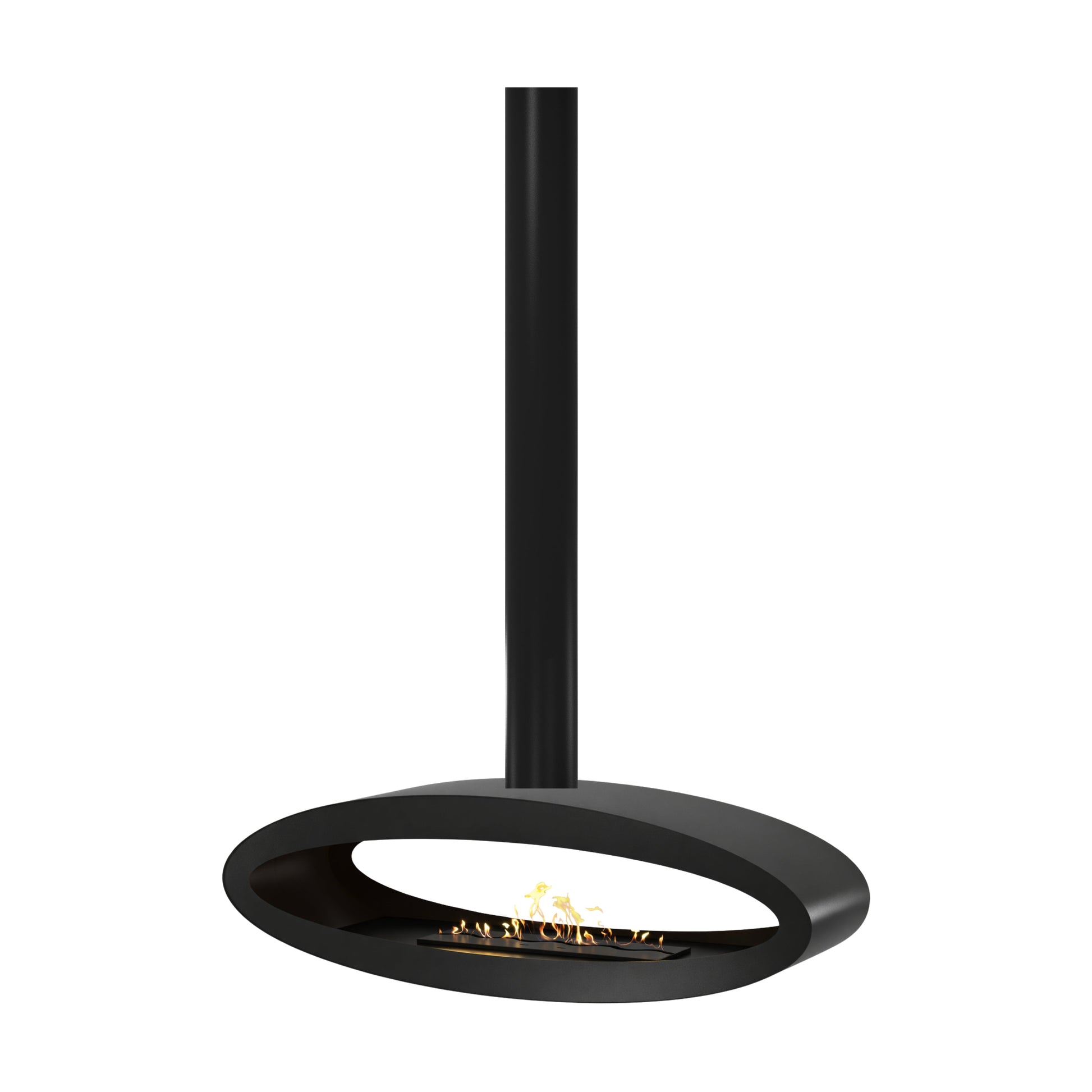 Ova Tube Black See-through Ceiling Fireplace 120 cm