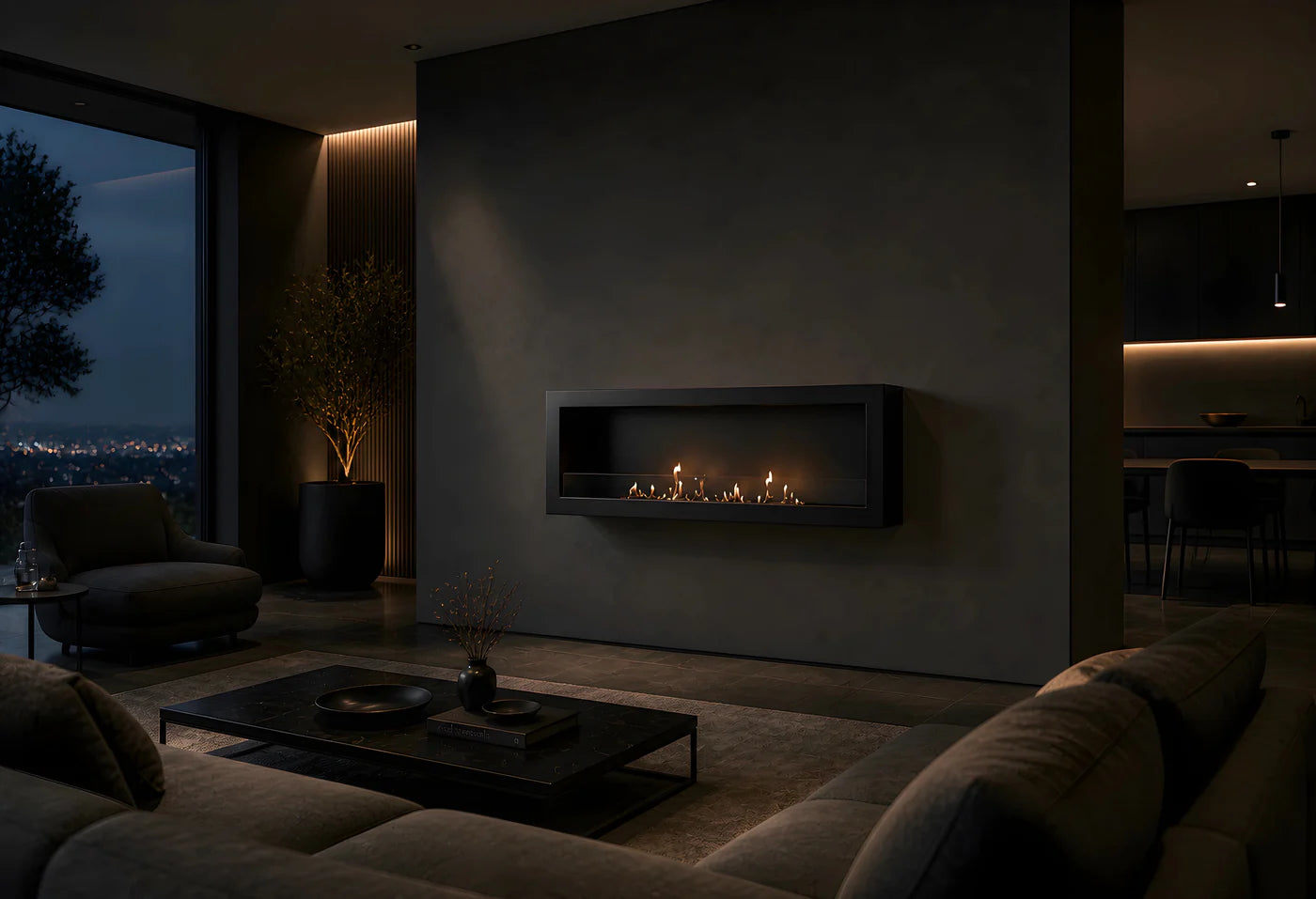 Image of Selected Box Wall Mounting Fireplace Black 120 cm
