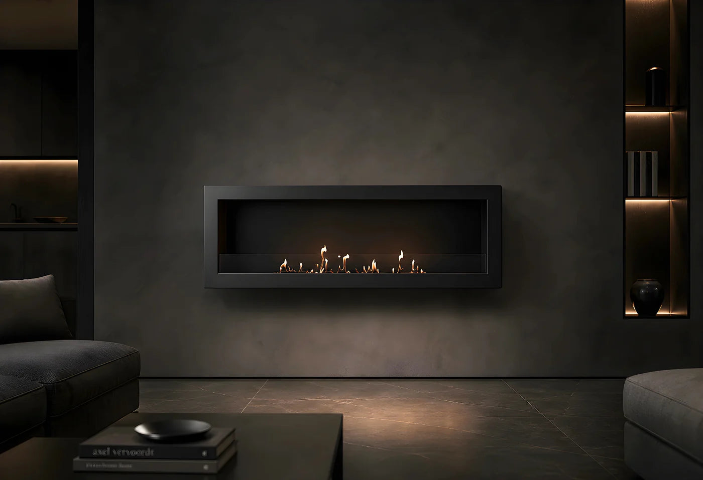 Selected Box Wall Mounting Fireplace Black 120 cm