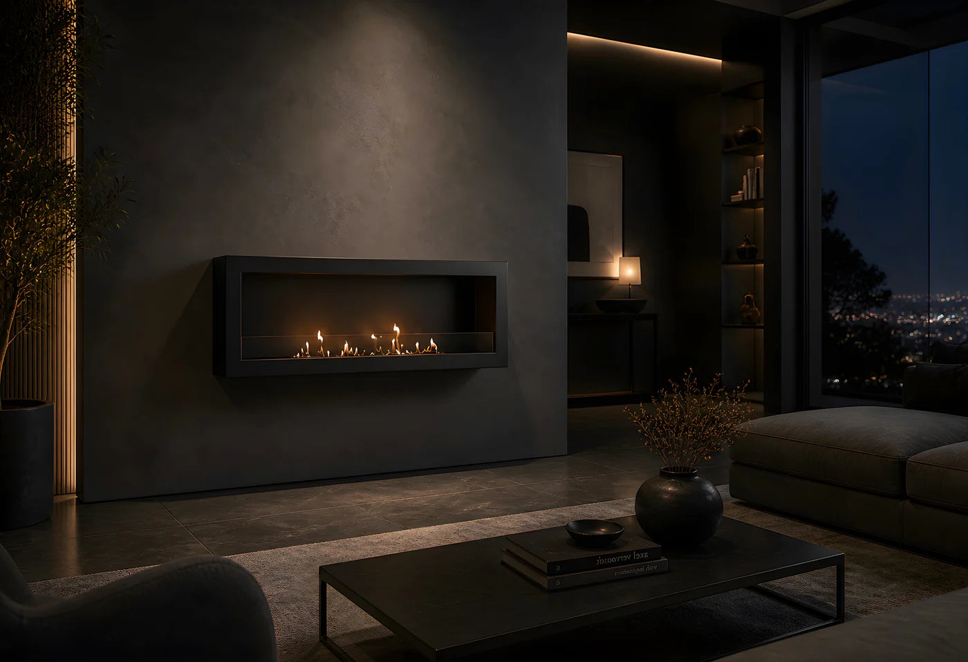 Image of Selected Box Wall Mounting Fireplace Black 120 cm