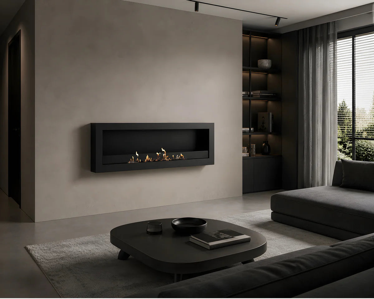 Image of Selected Box Wall Mounting Fireplace Black 140 cm