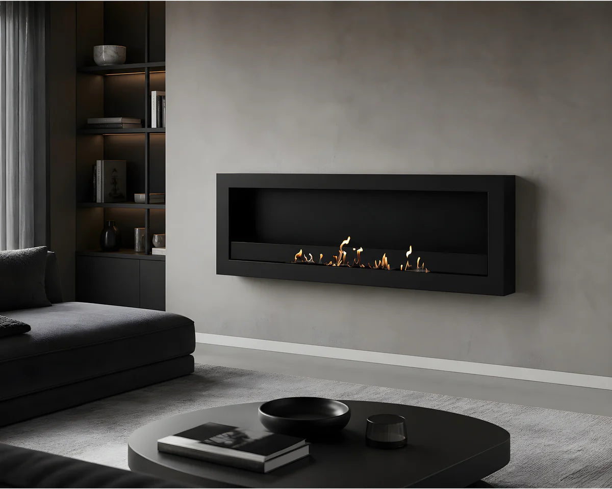 Selected Box Wall Mounting Fireplace Black 140 cm