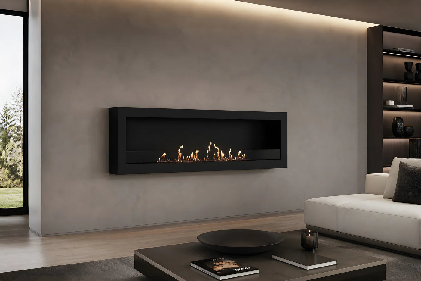 Image of Selected Box Wall Mounting Fireplace Black 160 cm
