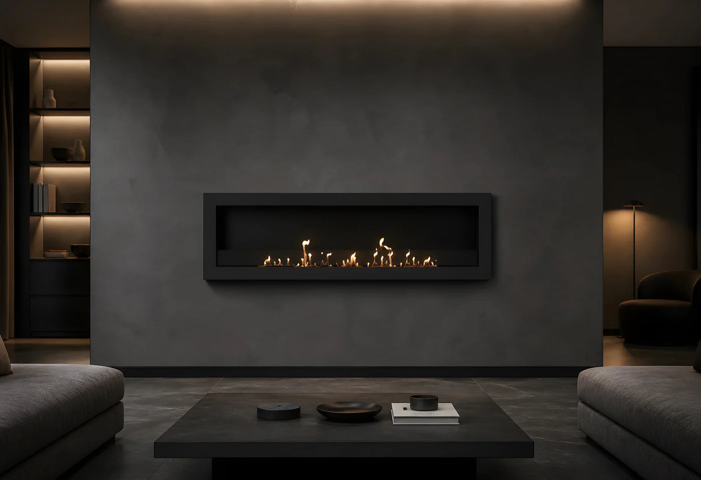 Selected Box Wall Mounting Fireplace Black 160 cm