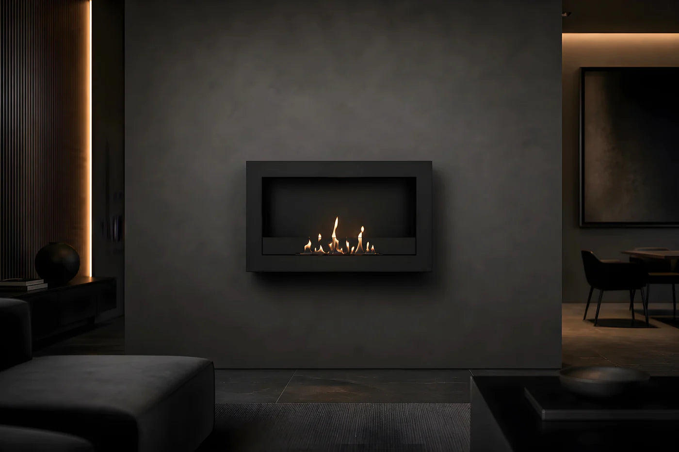 Image of Selected Box Wall Mounting Fireplace Black 80 cm